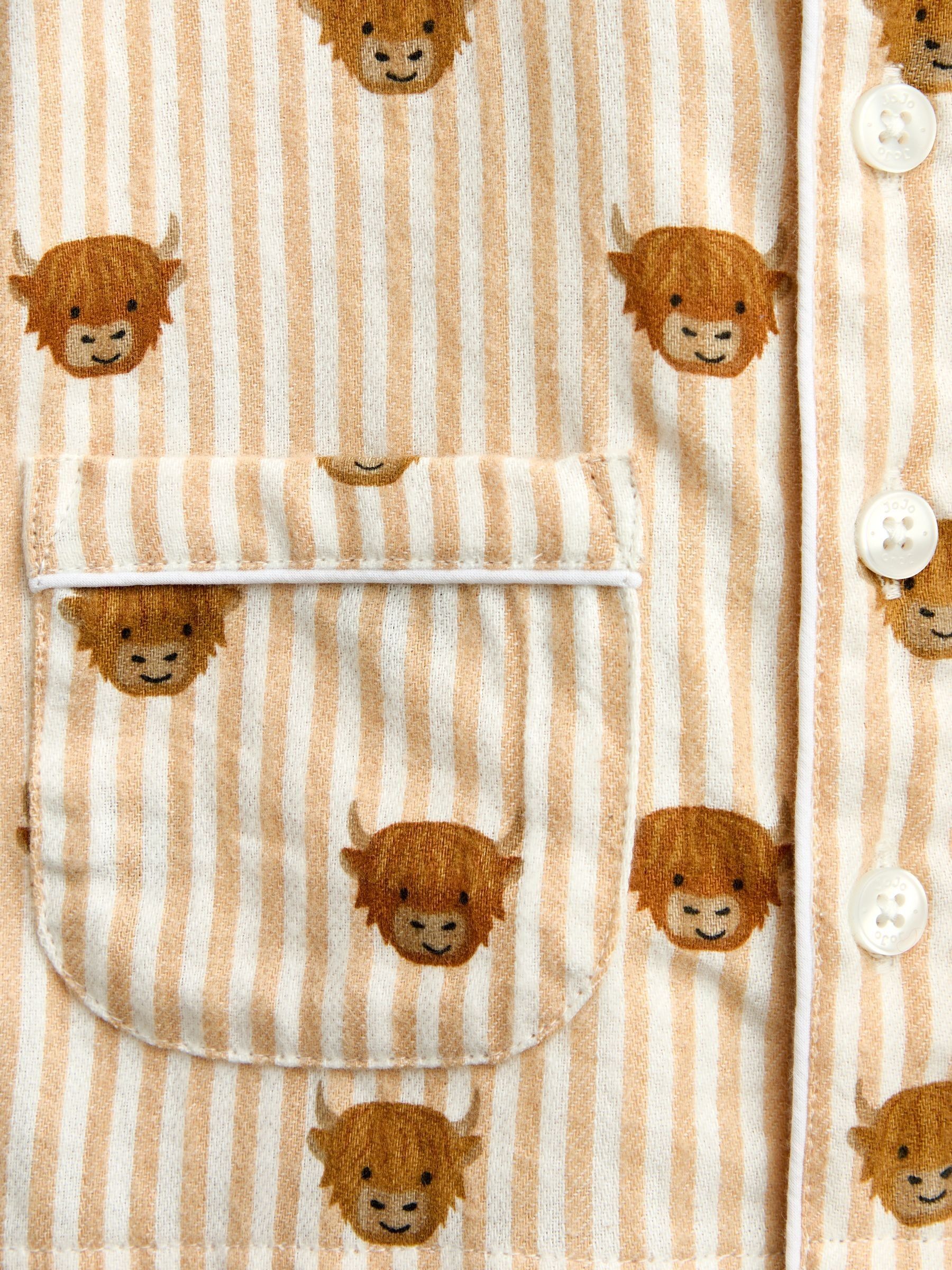 Stone Highland Cow Stripe Woven Pyjamas - Image 6 of 6