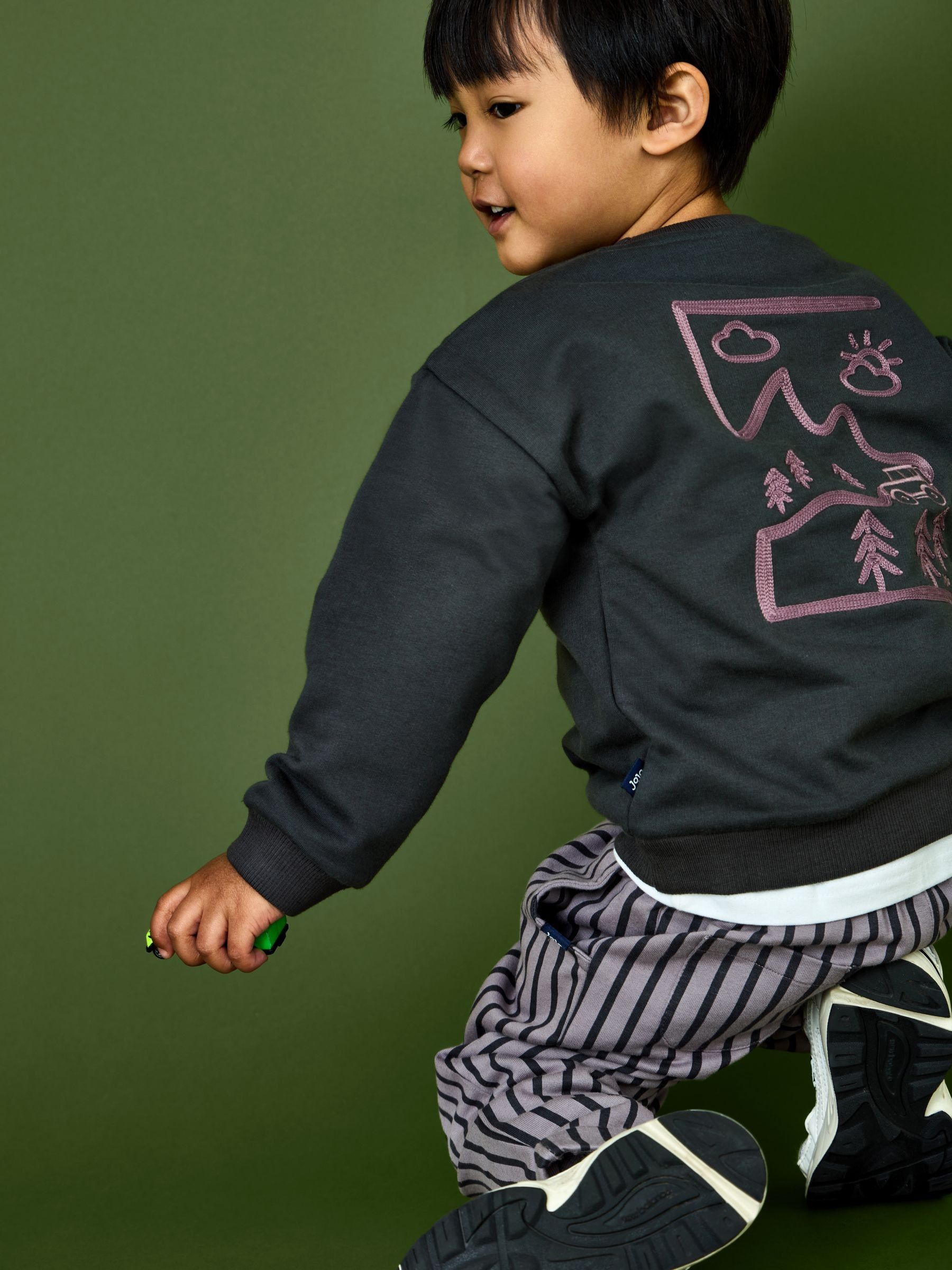 Grey Marl Jeep 2-Piece Sweatshirt & Stripe Jogger Set - Image 2 of 9