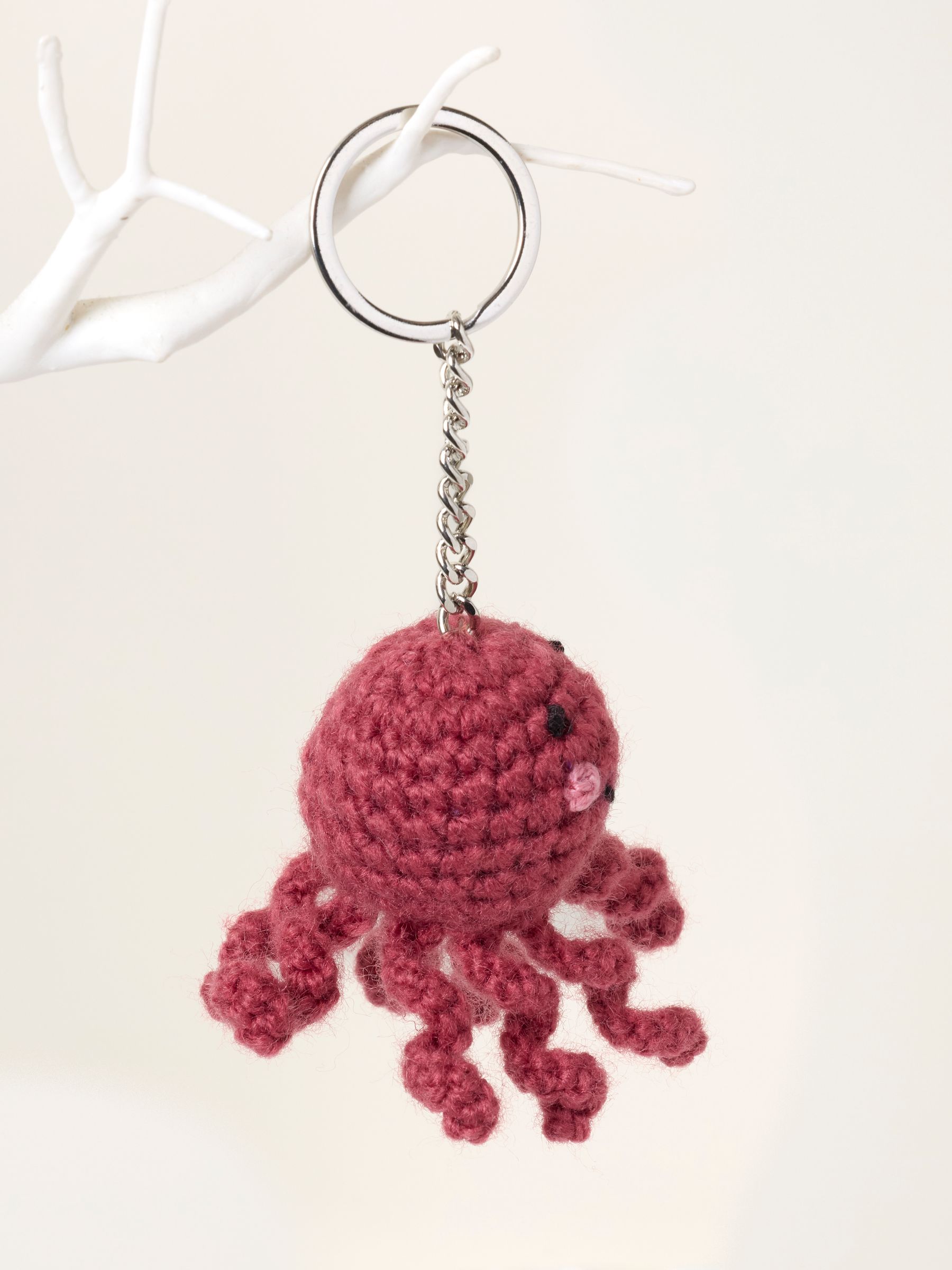 Pink Octopus Crochet Keyring - Image 2 of 3