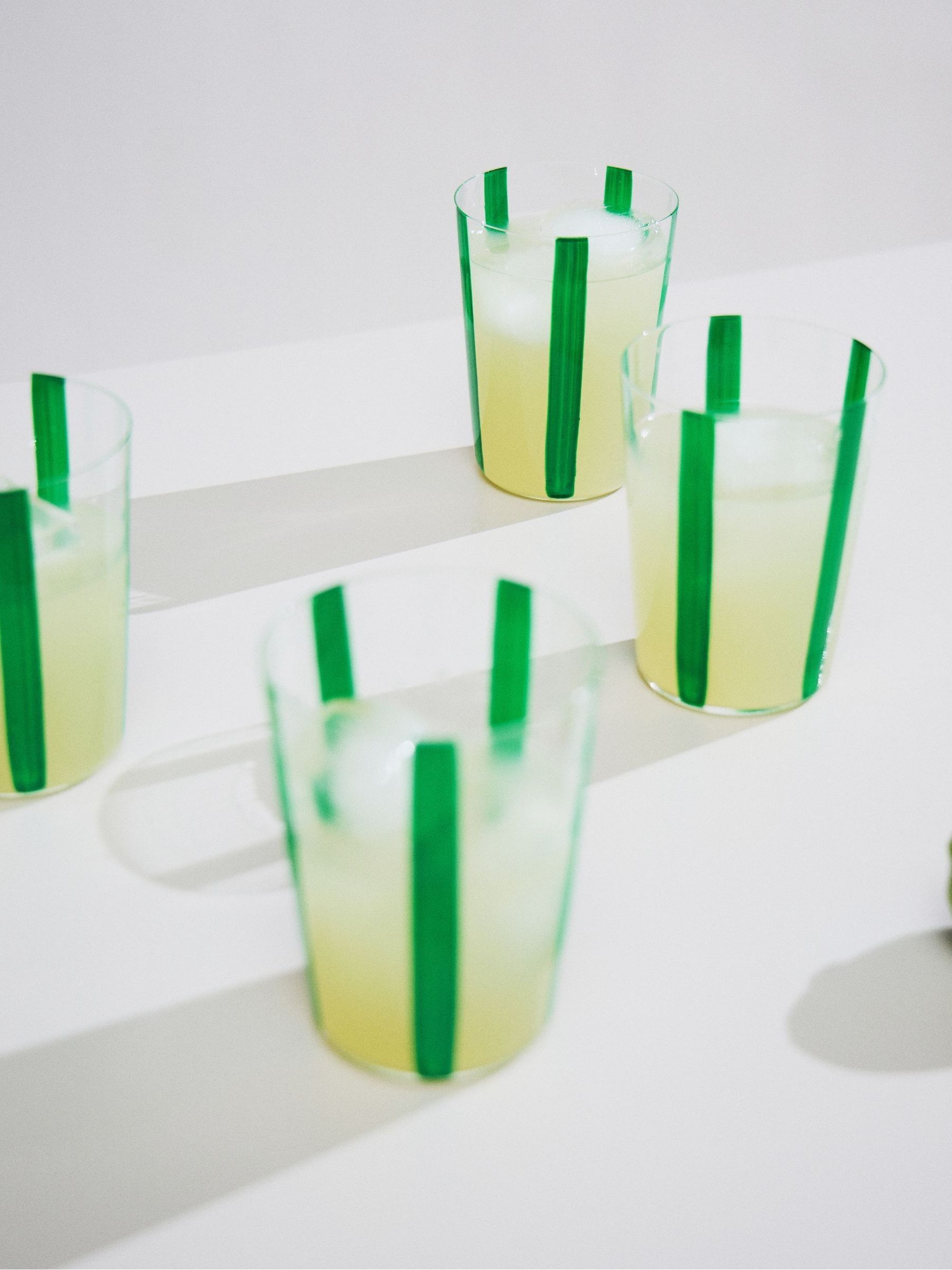 The Conran Shop Set of 4 Green Nova Stripe 500ml Tumblers - Image 1 of 5