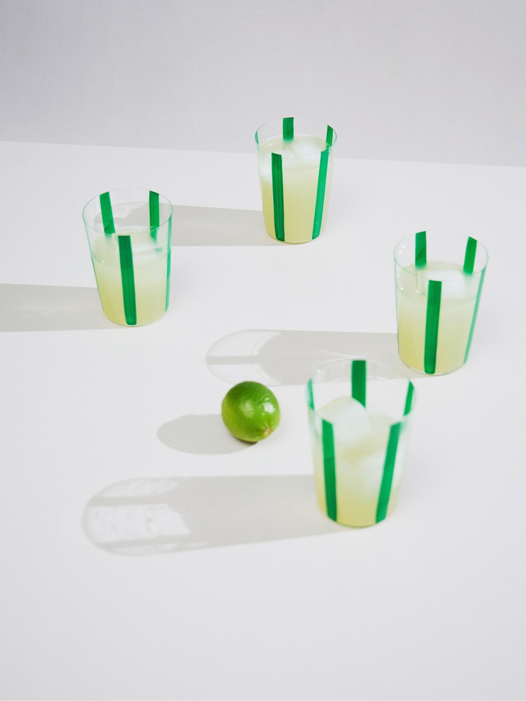 The Conran Shop Set of 4 Green Nova Stripe 500ml Tumblers - Image 2 of 5