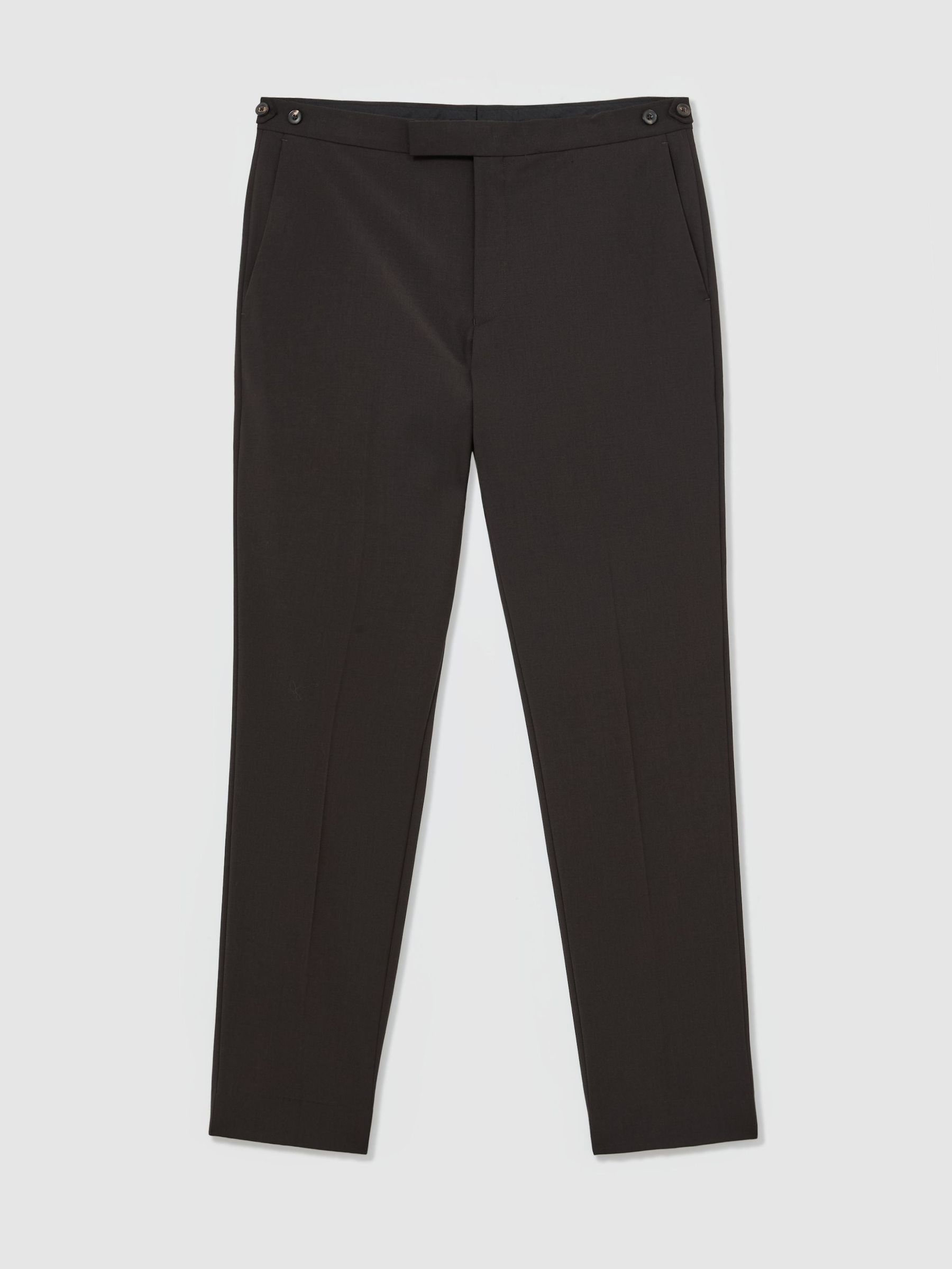 Wool-Blend Side-Adjuster Suit Trousers Tailored-Fit in Chocolate Brown - Image 2 of 7