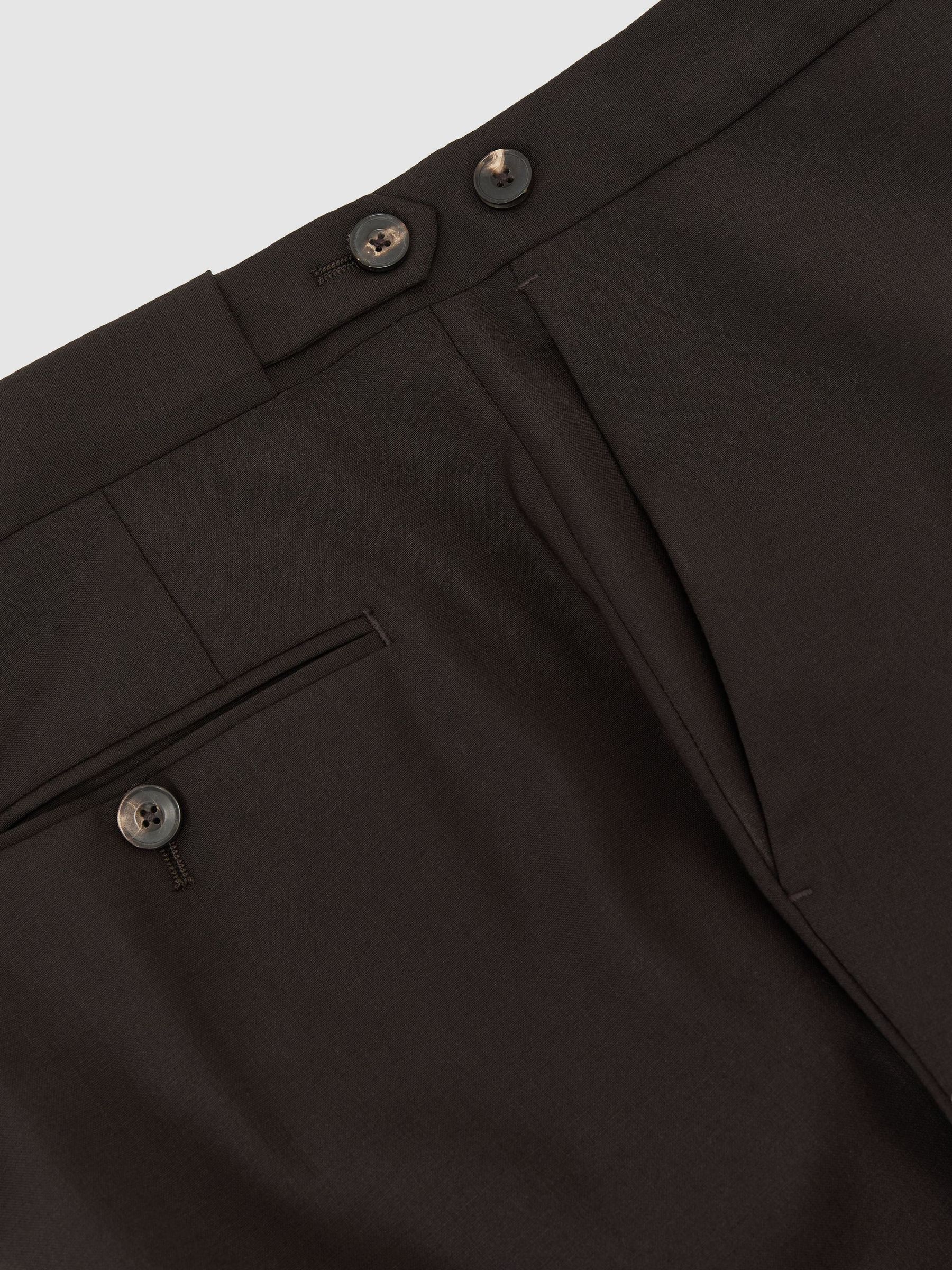 Wool-Blend Side-Adjuster Suit Trousers Tailored-Fit in Chocolate Brown - Image 7 of 7