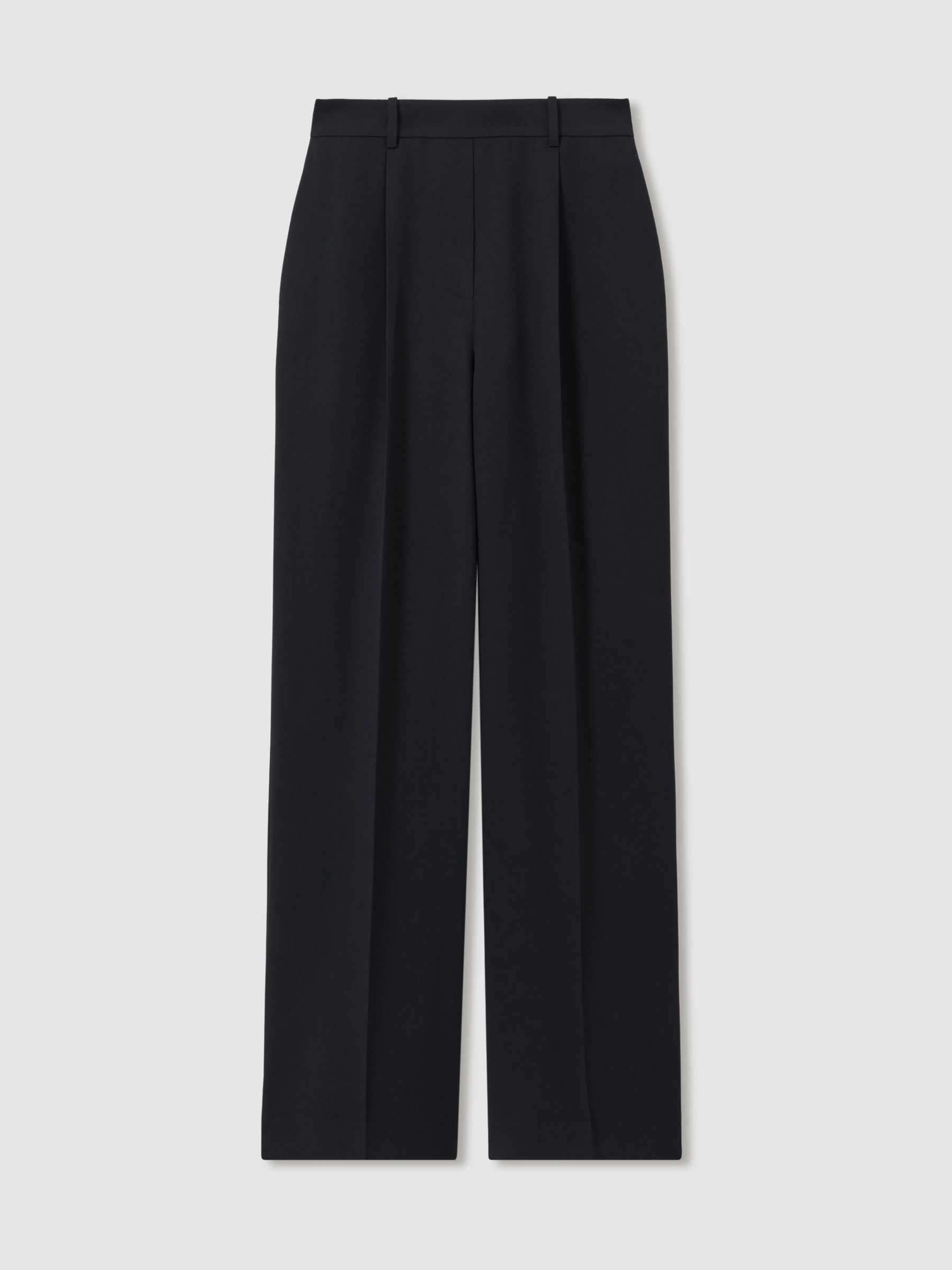 Tall Elasticated-Waist Wide-Leg Twill Trousers in Navy - Image 2 of 8 Tall Elasticated-Waist Wide-Leg Twill Trousers in Navy - Image 2 of 8