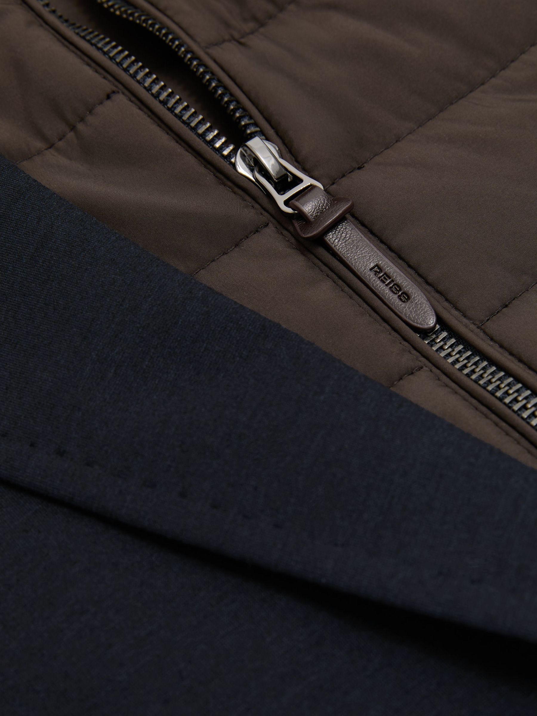 Tailored Fit R-Flex Gilet-Insert Single-Breasted Blazer in Navy/Brown - Image 11 of 11