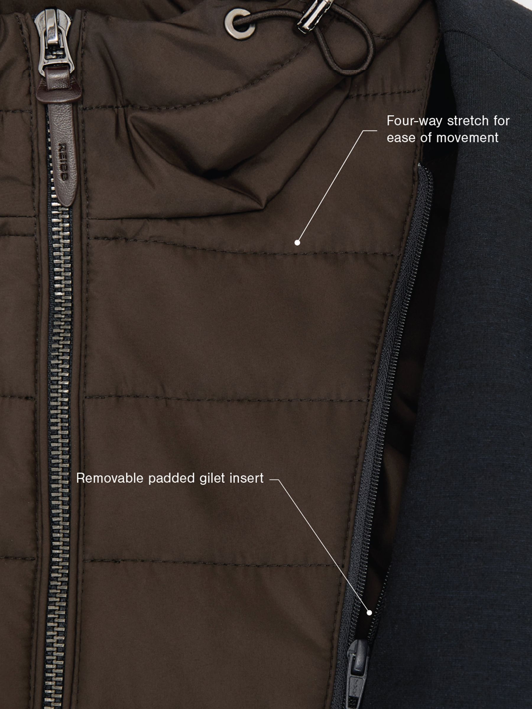 Tailored Fit R-Flex Gilet-Insert Single-Breasted Blazer in Navy/Brown - Image 3 of 11