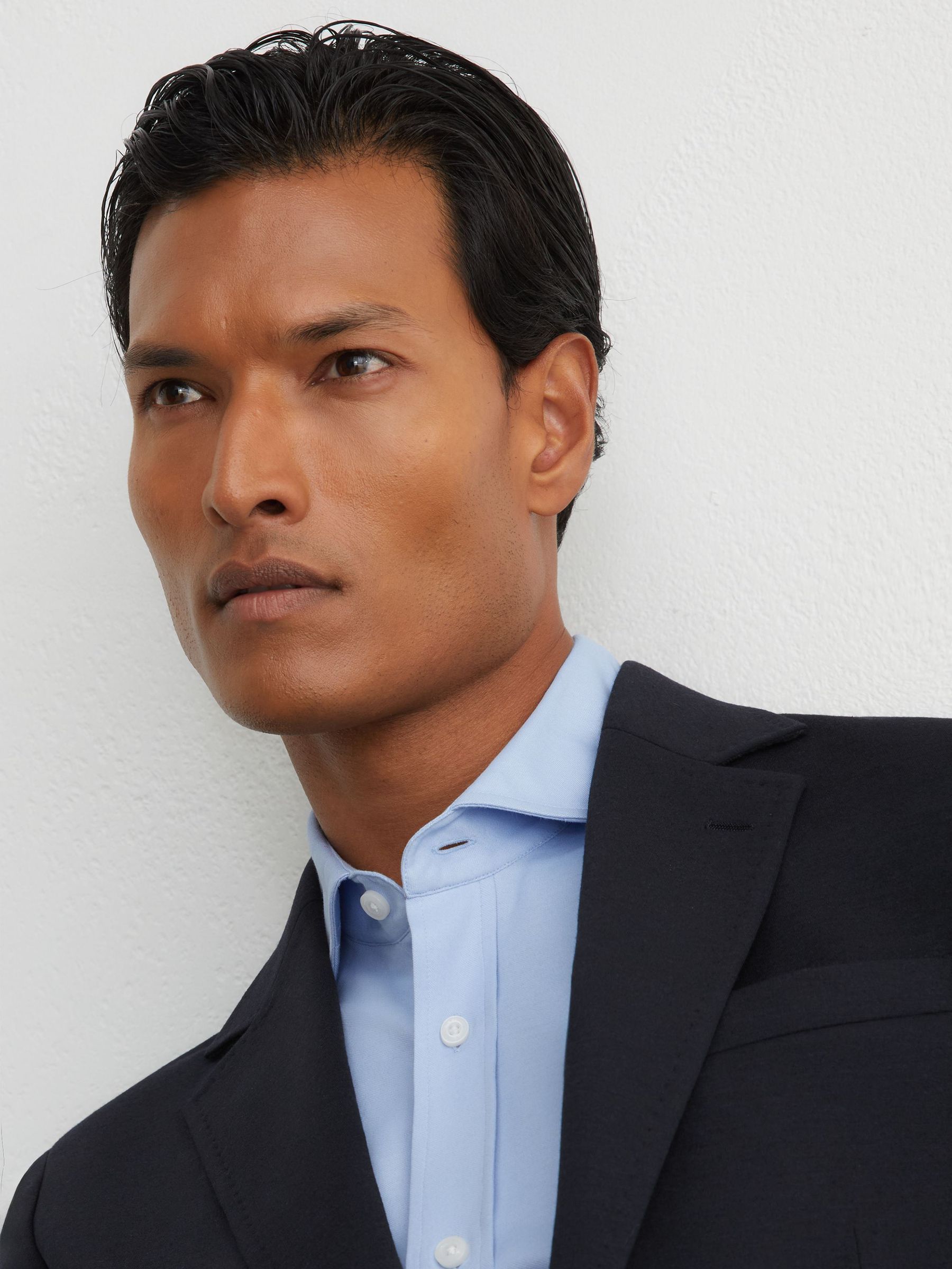 Tailored Fit R-Flex Gilet-Insert Single-Breasted Blazer in Navy/Brown - Image 9 of 11