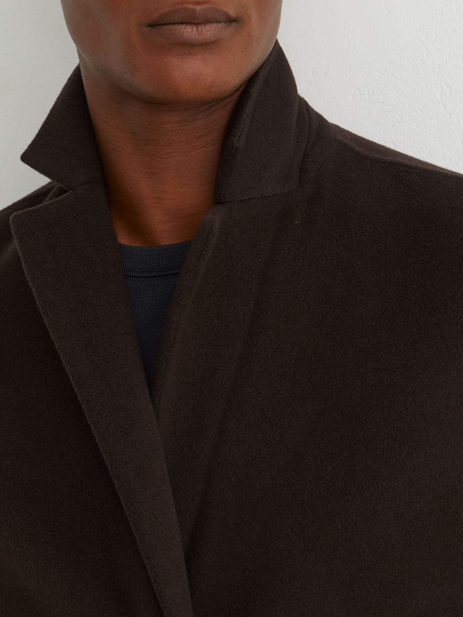 Wool-Blend Single-Breasted Epsom Coat in Dark Brown - Image 3 of 6