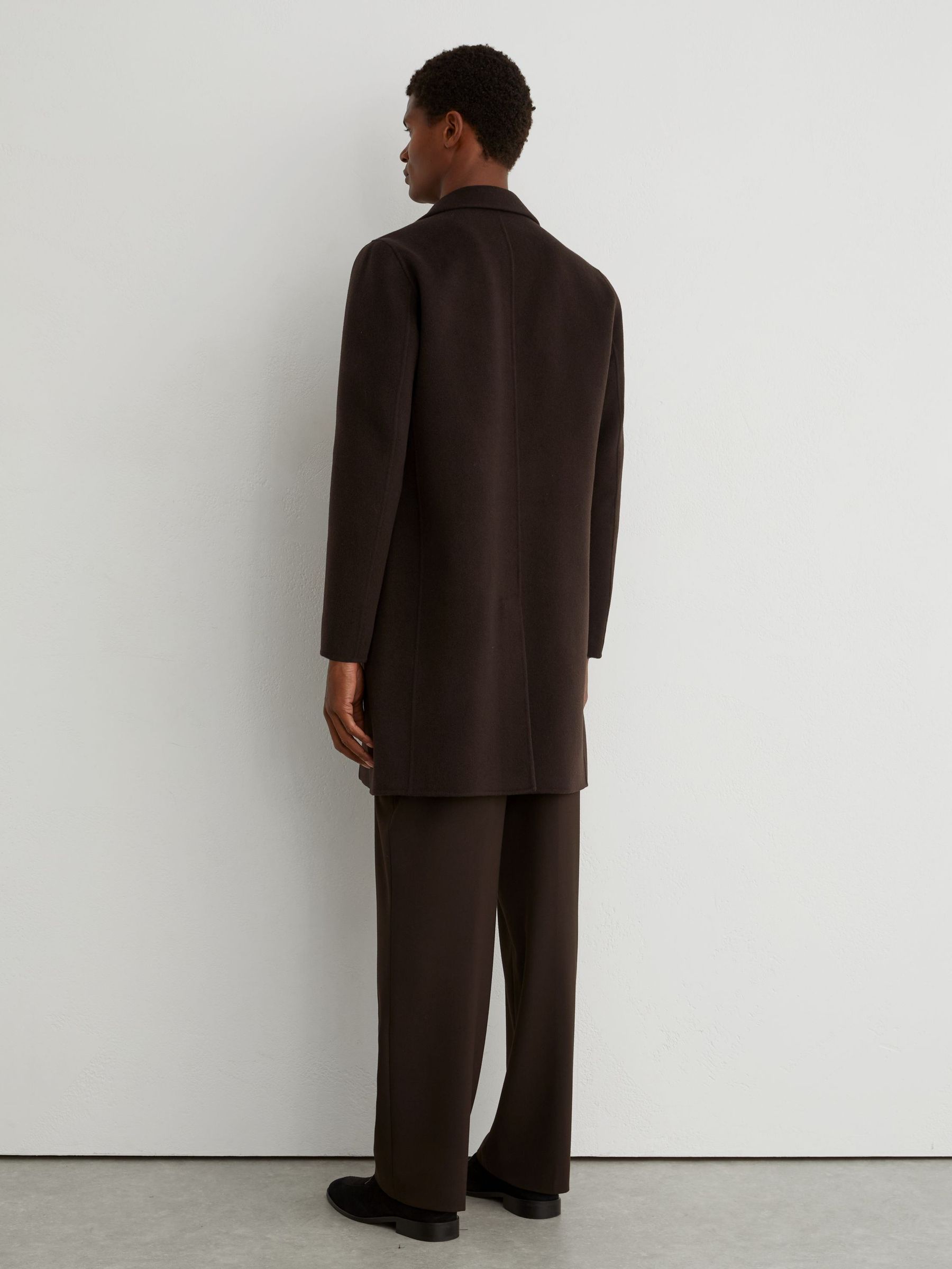Wool-Blend Single-Breasted Epsom Coat in Dark Brown - Image 5 of 6