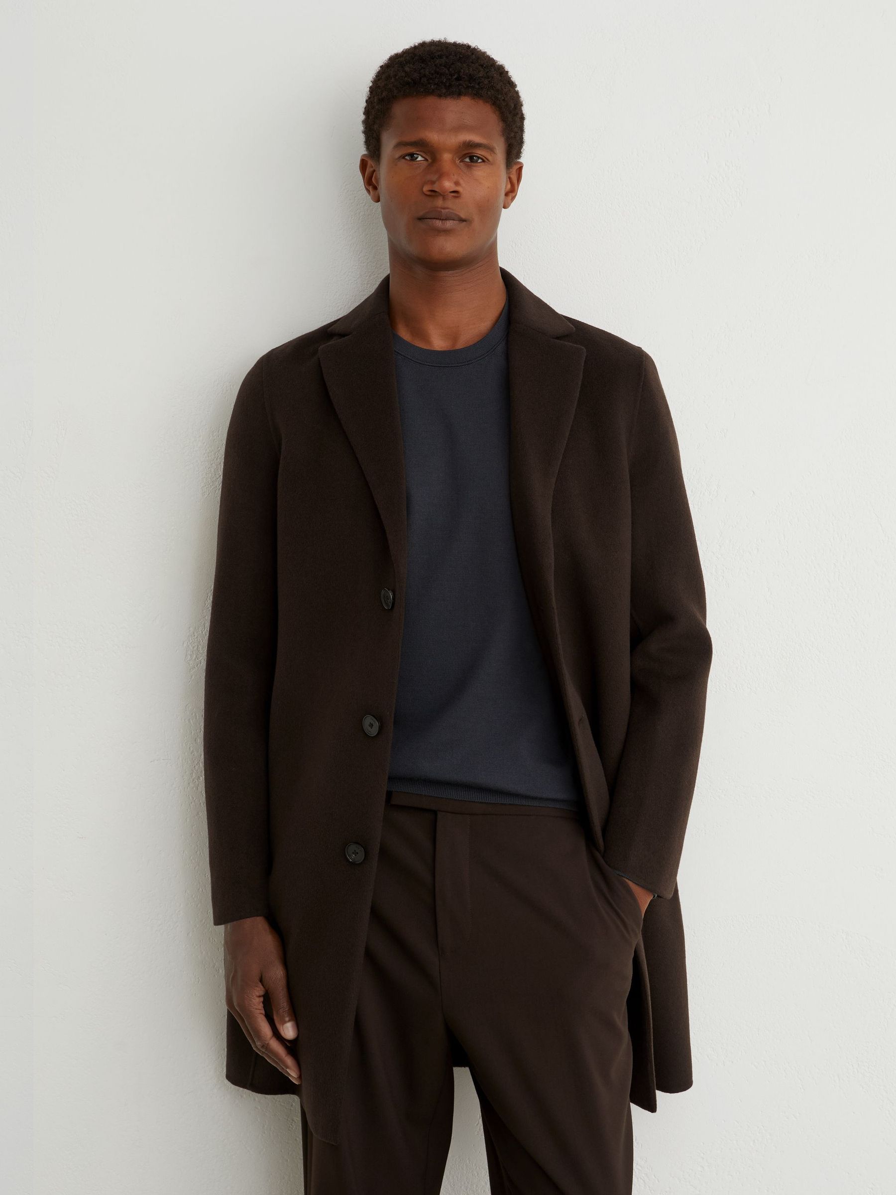 Wool-Blend Single-Breasted Epsom Coat in Dark Brown - Image 6 of 6