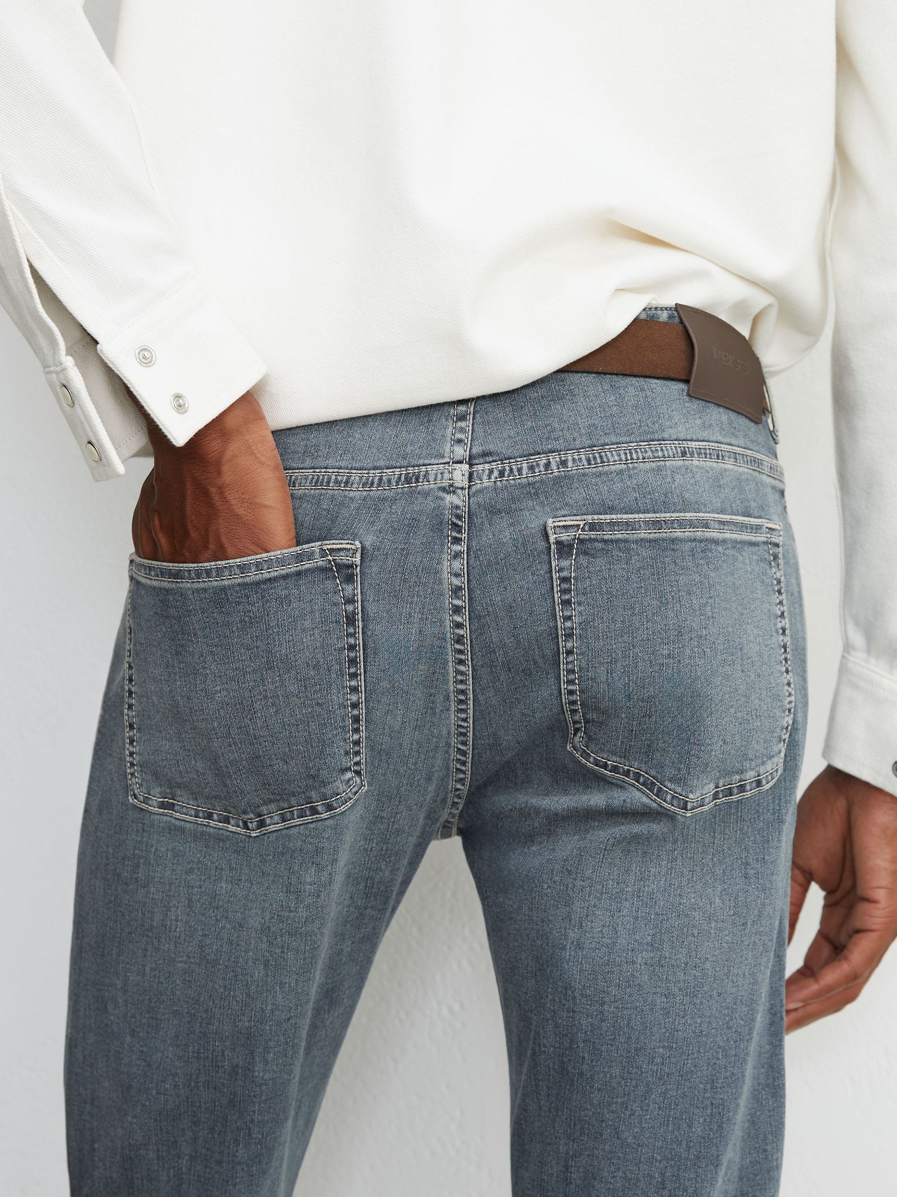 Tapered Slim-Fit Jeans in Washed Indigo Grey Cast - Image 5 of 6
