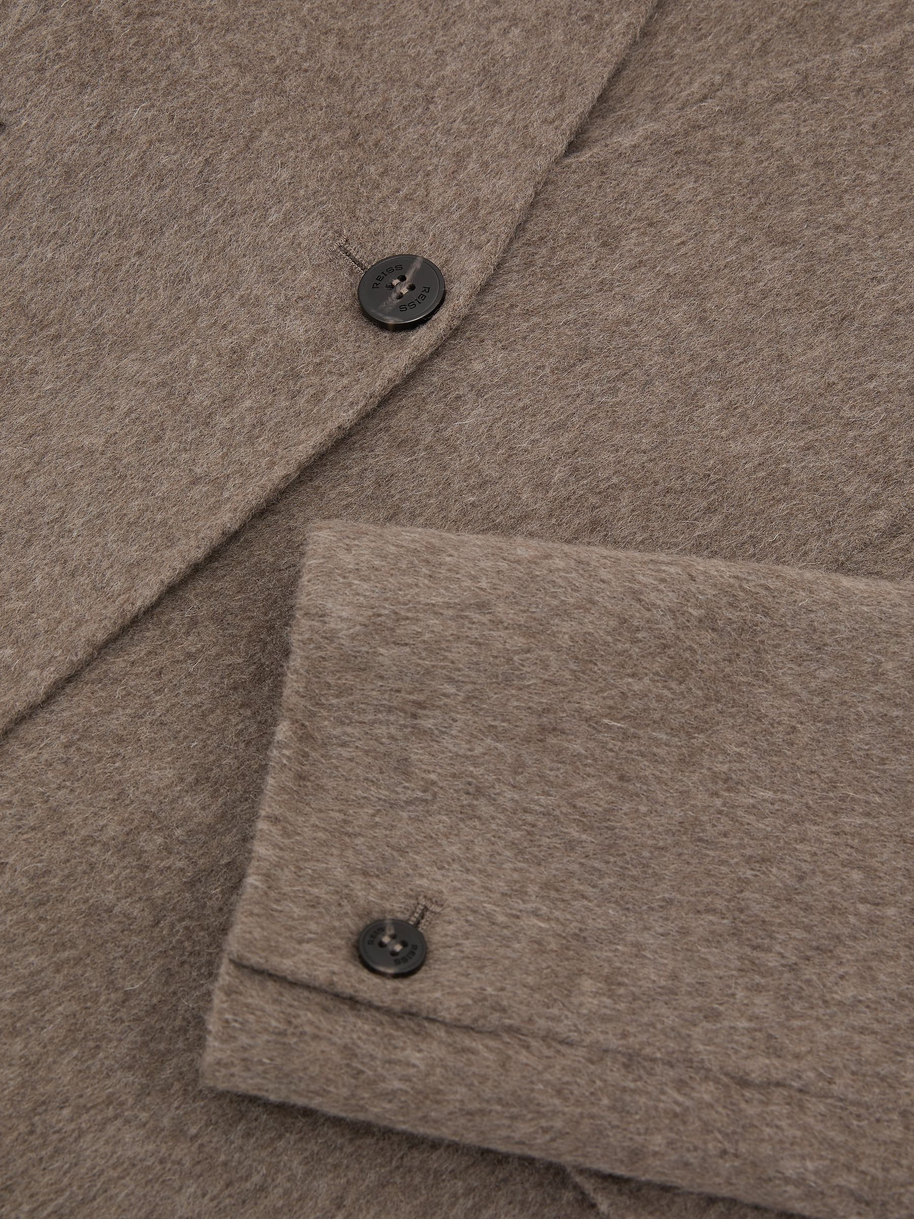 Wool-Blend Short Blindseam Coat with Scarf in Taupe Neutral - Image 10 of 10