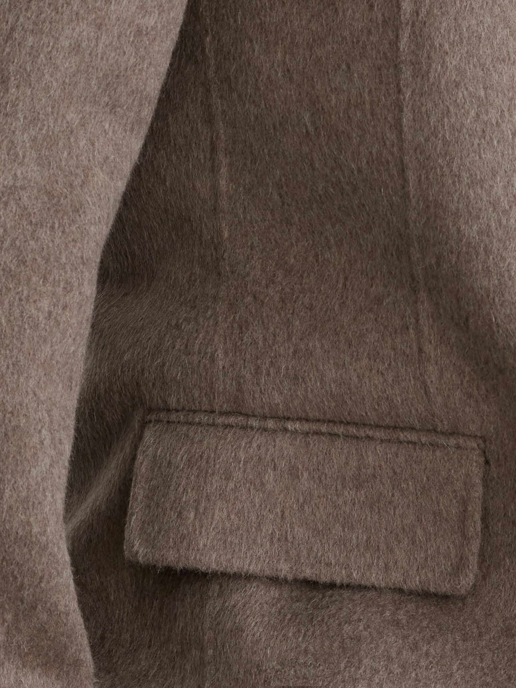 Wool-Blend Short Blindseam Coat with Scarf in Taupe Neutral - Image 8 of 10