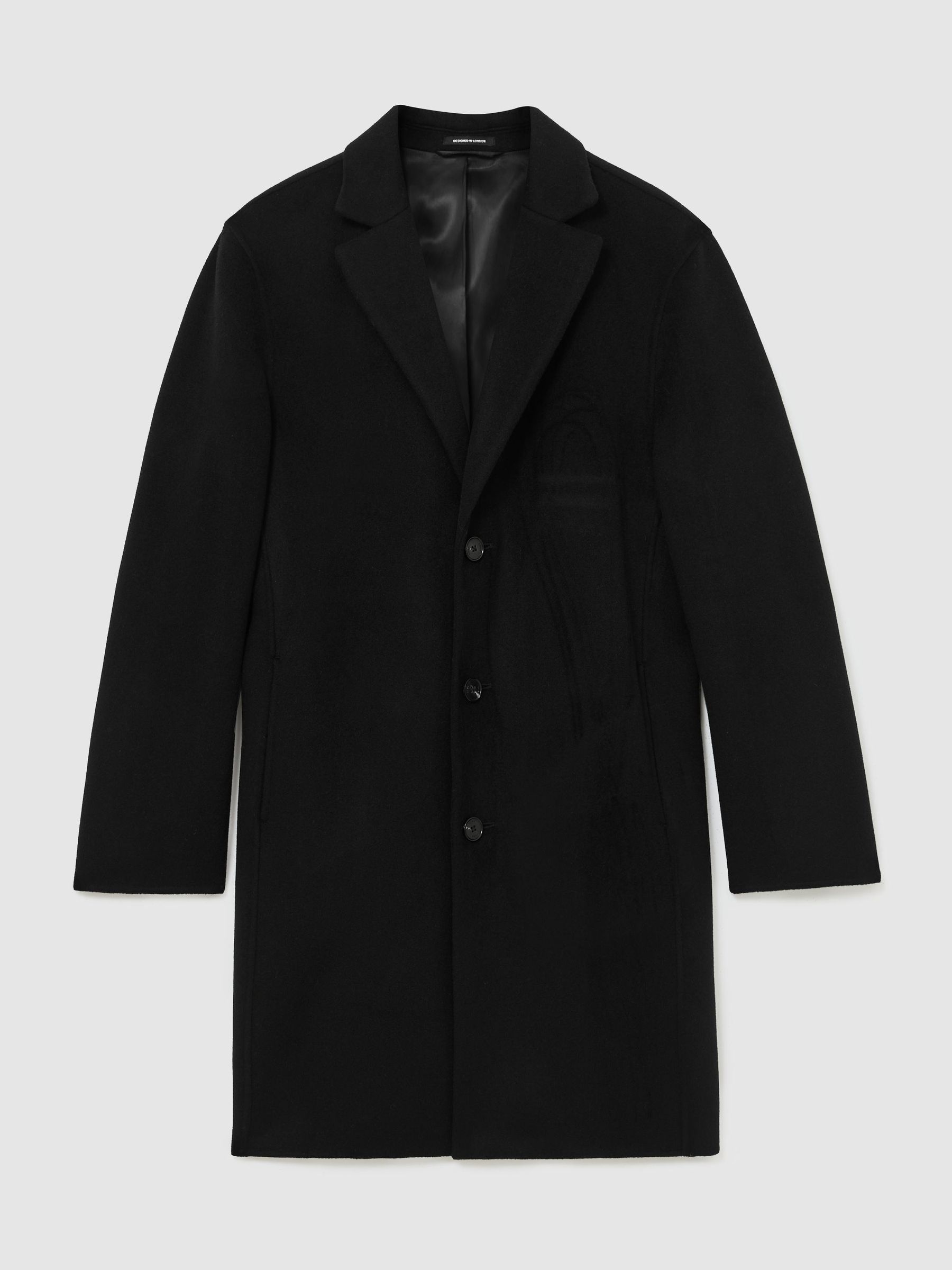 Wool-Blend Single-Breasted Epsom Coat in Black - Image 2 of 7