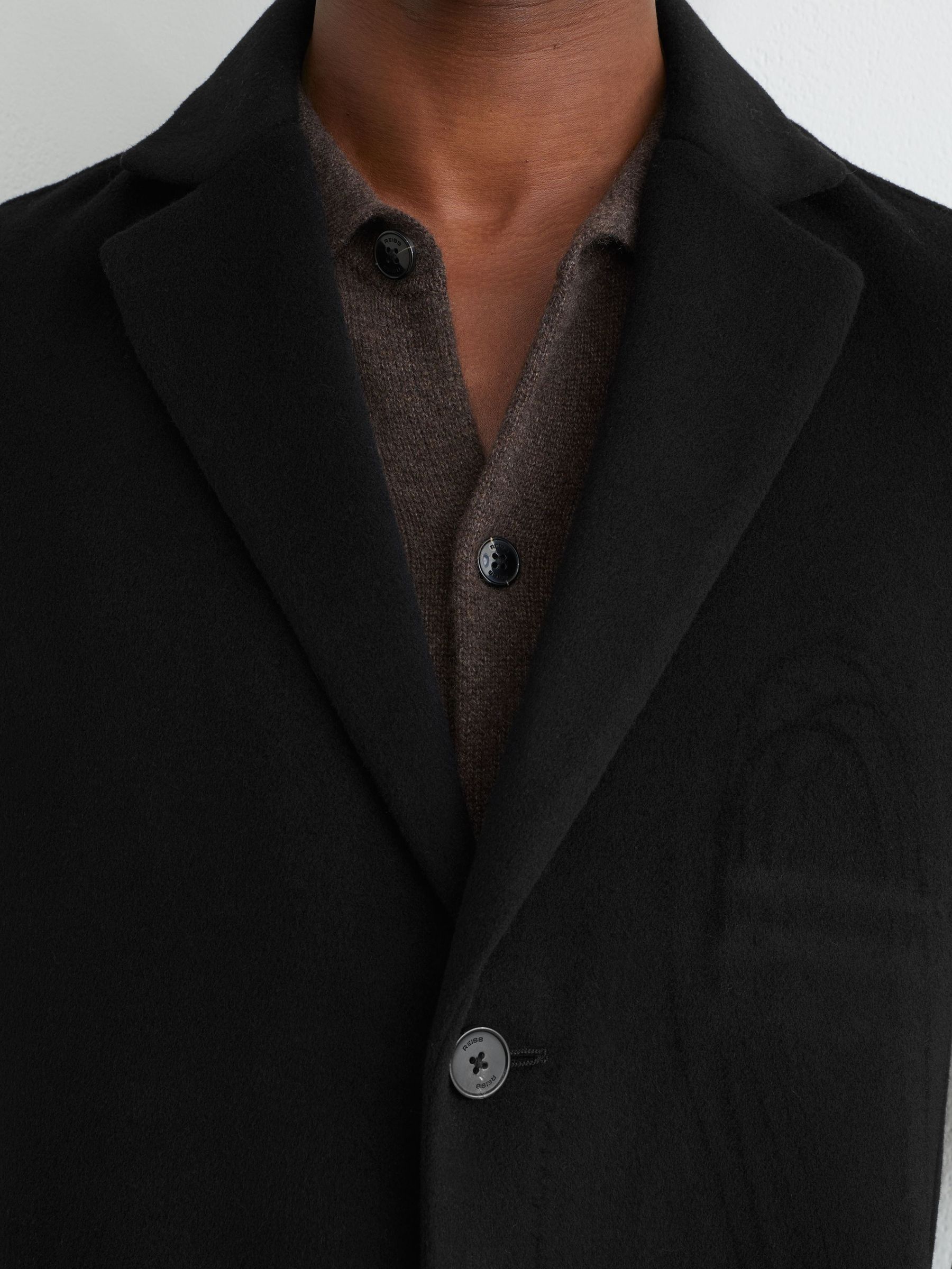 Wool-Blend Single-Breasted Epsom Coat in Black - Image 5 of 7