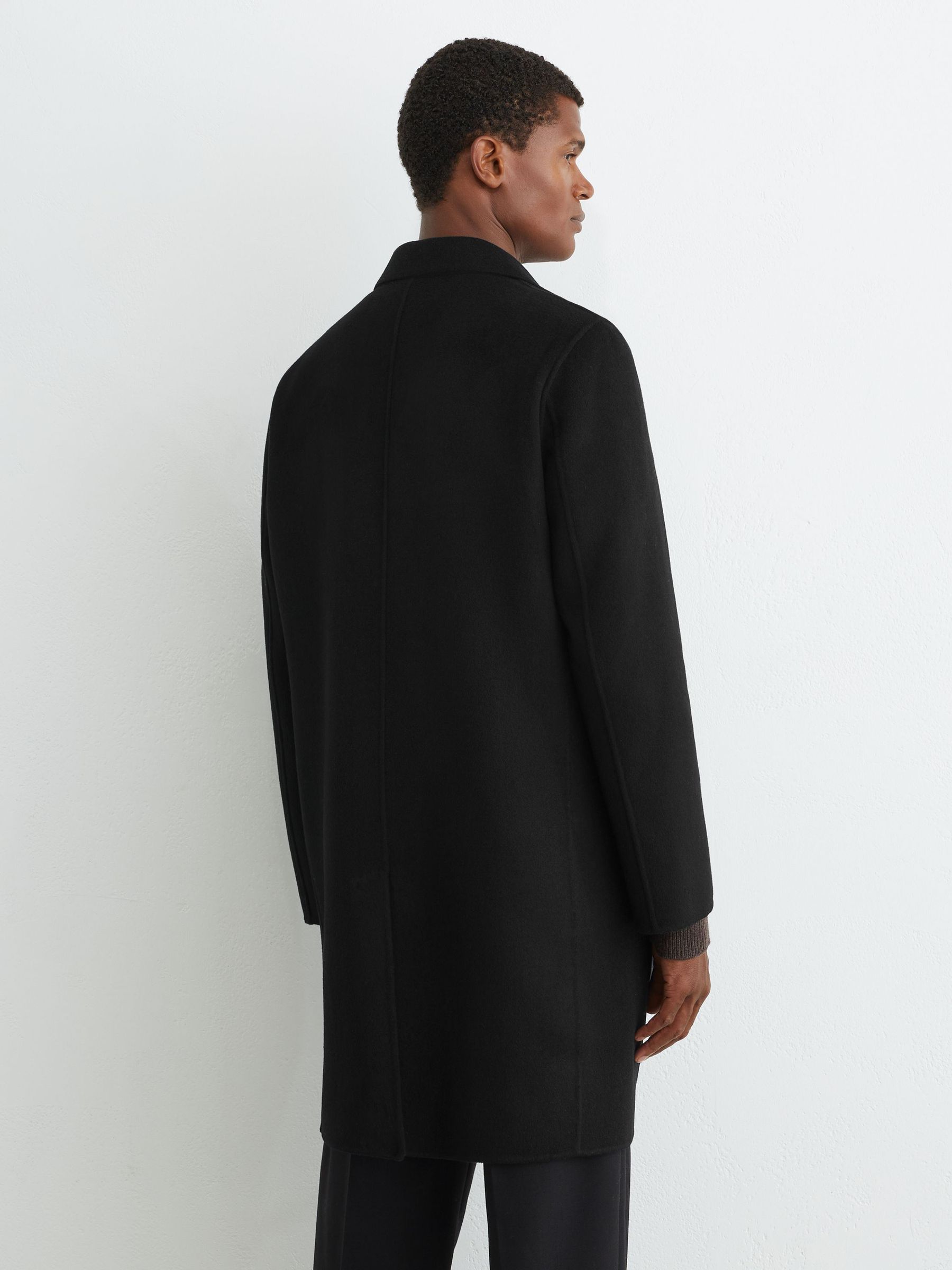 Wool-Blend Single-Breasted Epsom Coat in Black - Image 6 of 7