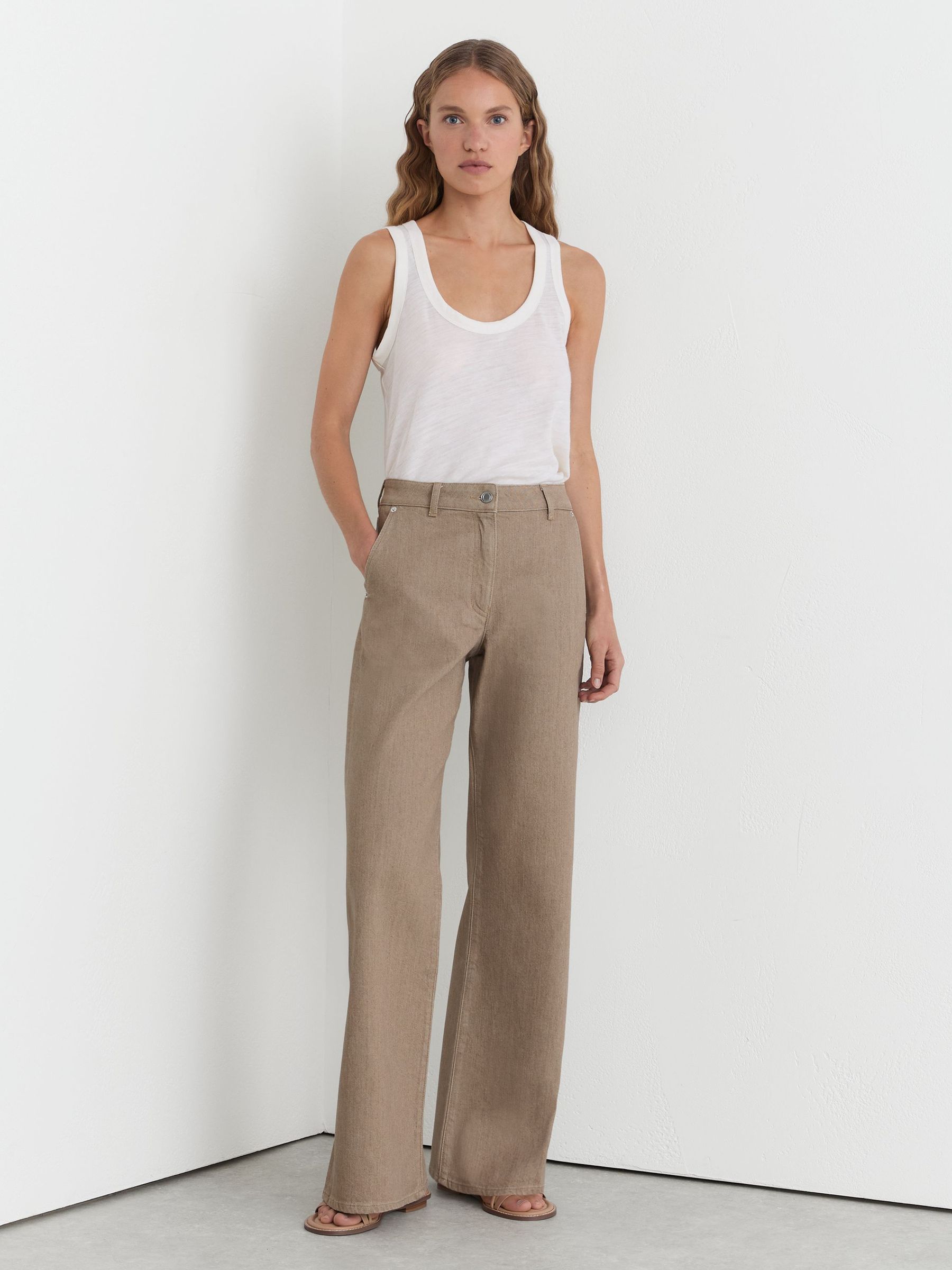 Petite Wide-Leg Jeans in Sand - Image 1 of 7
