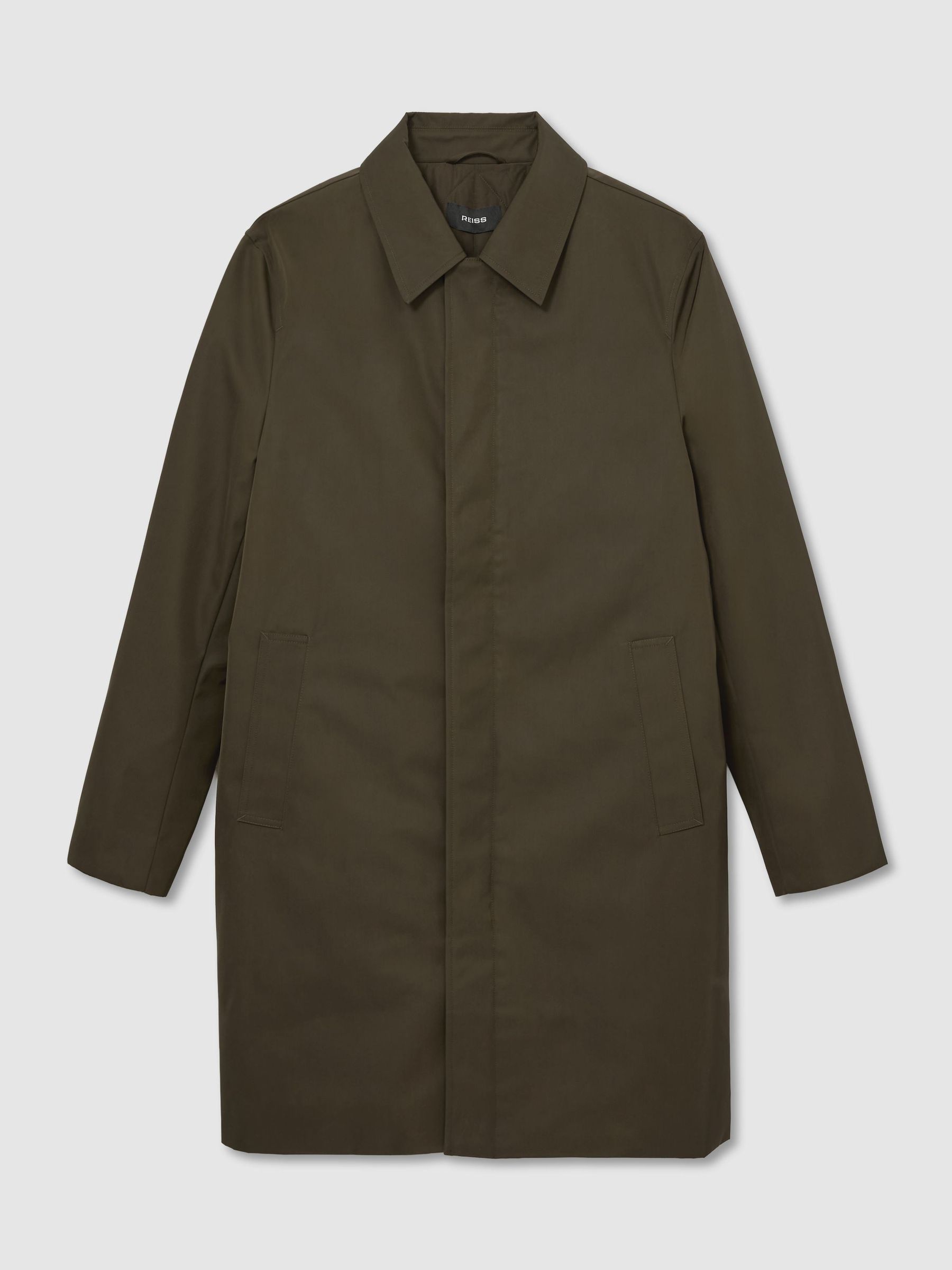 Technical Long Zip-Through Jacket in Olive Green - Image 2 of 7