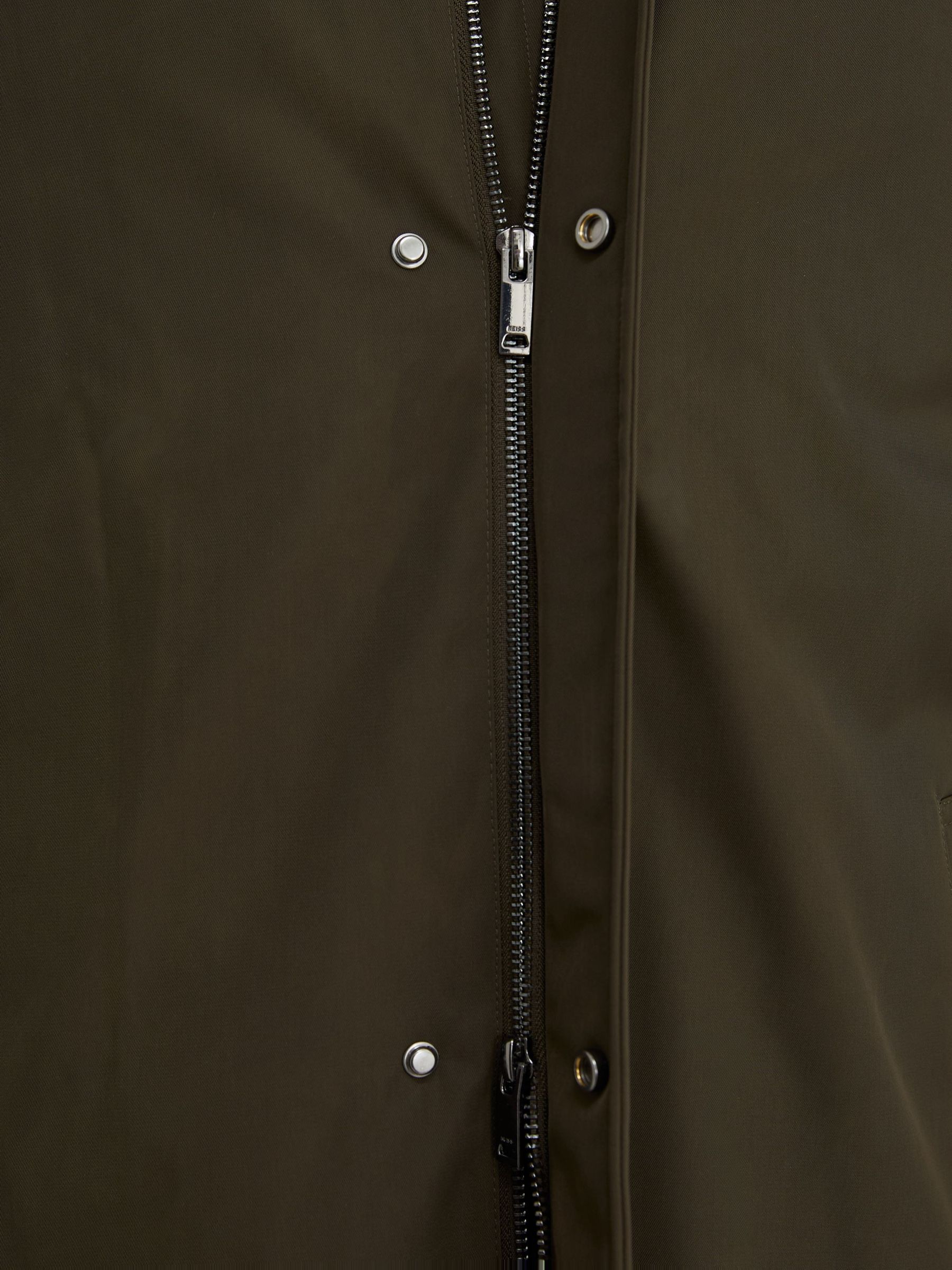 Technical Long Zip-Through Jacket in Olive Green - Image 4 of 7
