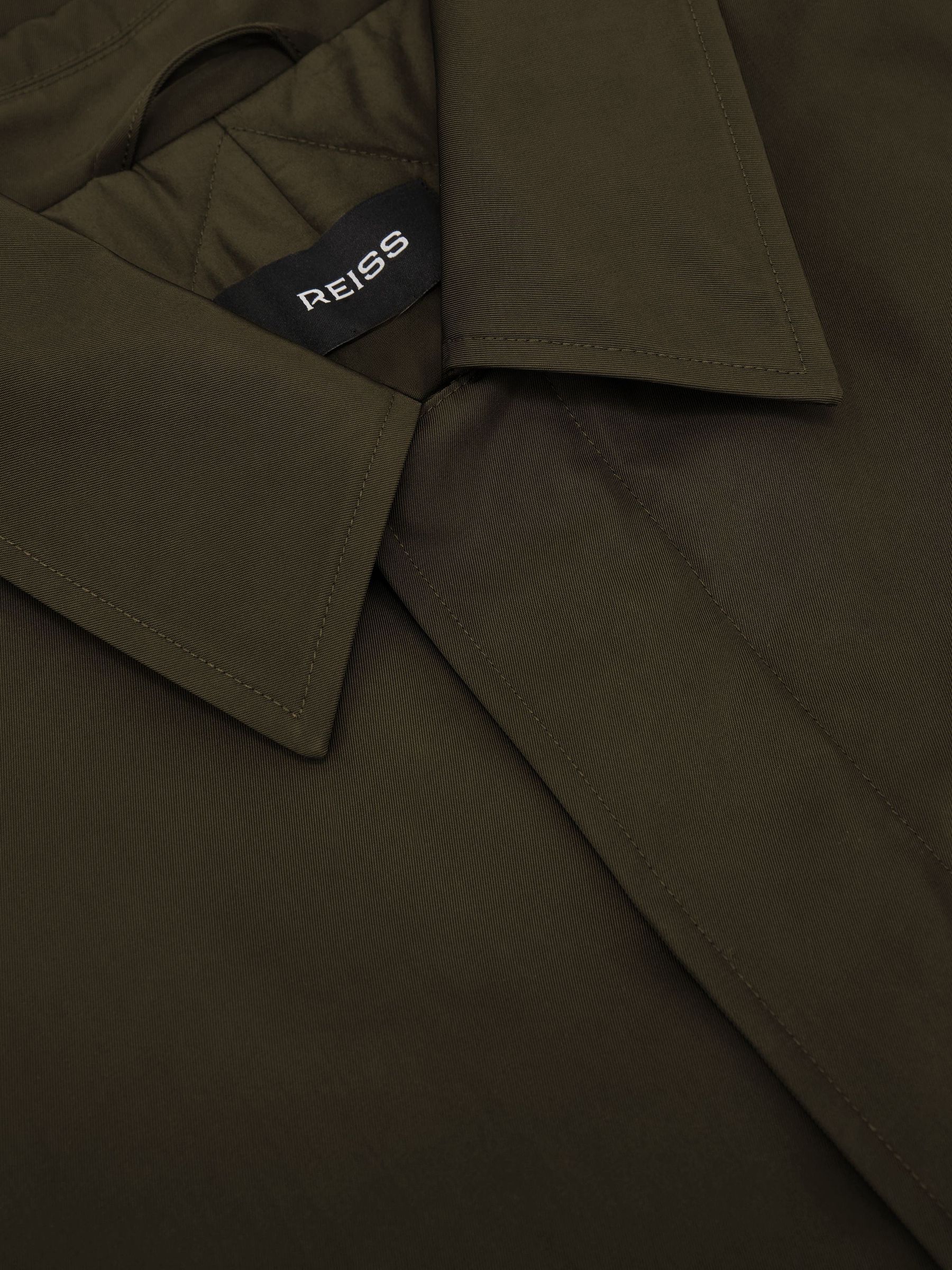 Technical Long Zip-Through Jacket in Olive Green - Image 7 of 7