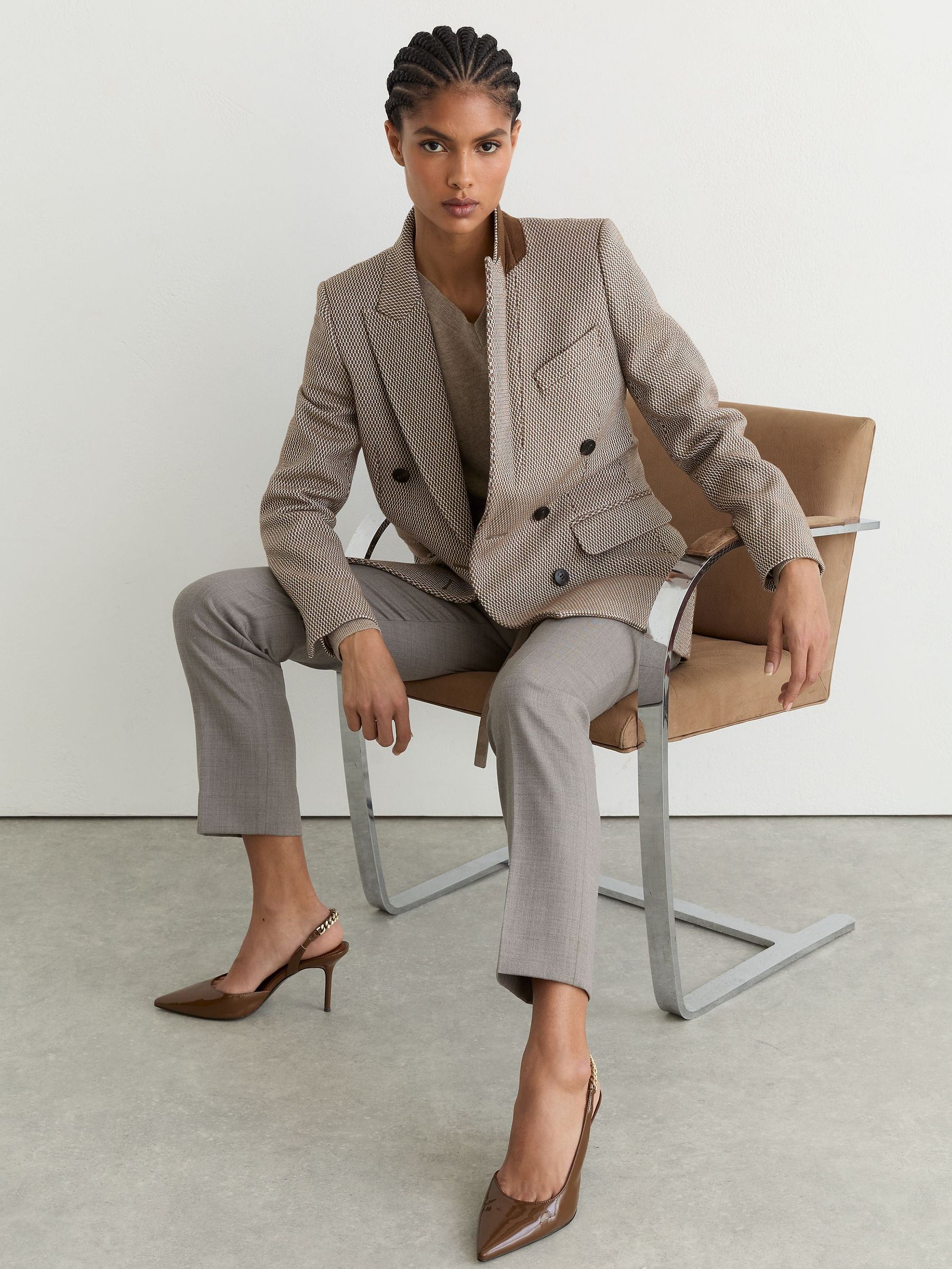 Patent-Leather Chain-Slingback Heels in Camel - Image 1 of 5 Patent-Leather Chain-Slingback Heels in Camel - Image 1 of 5