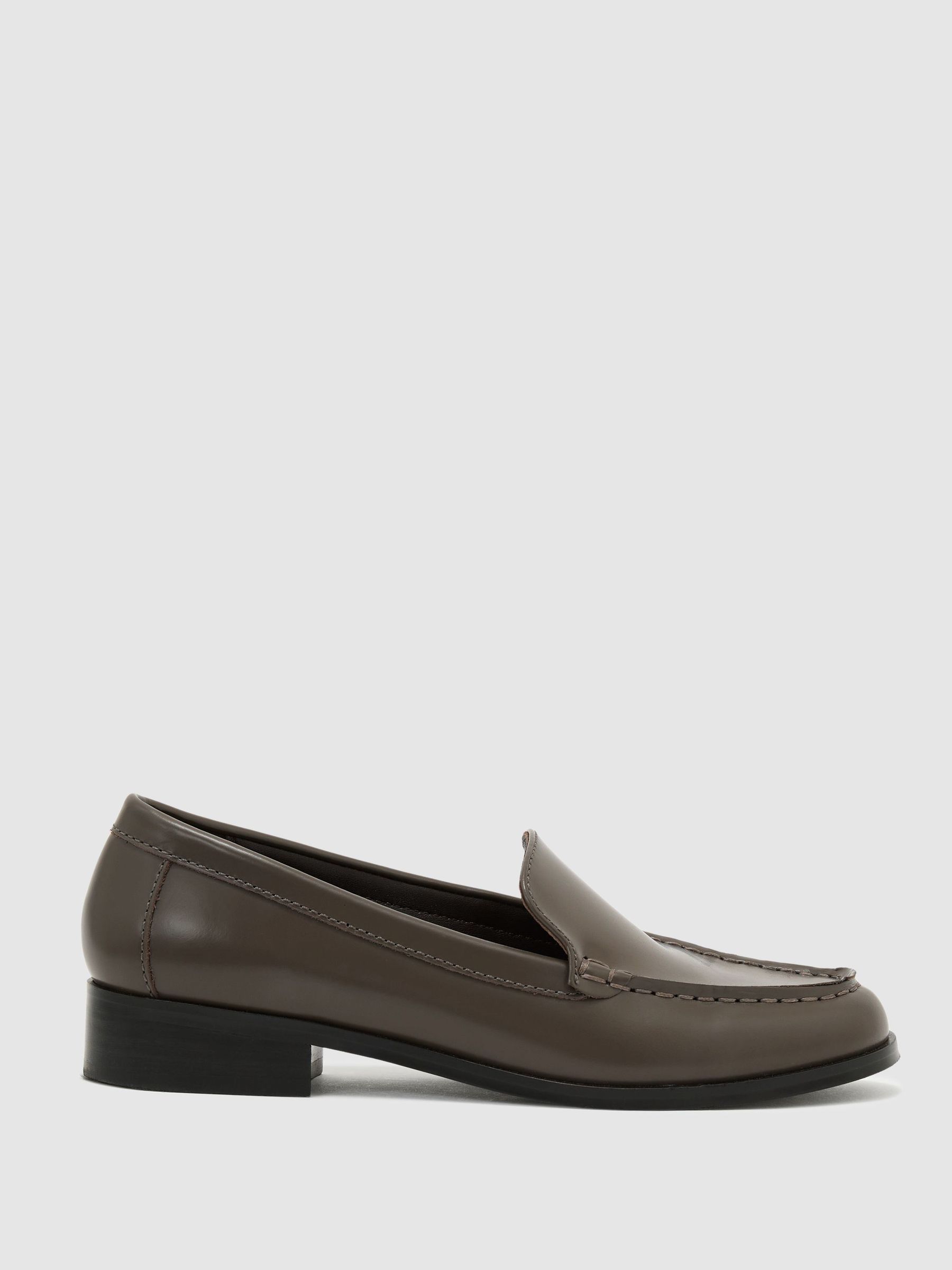 Mocassins à bout tablier en cuir gris - Image 2 de 6 Mocassins à bout tablier en cuir gris - Image 2 de 6