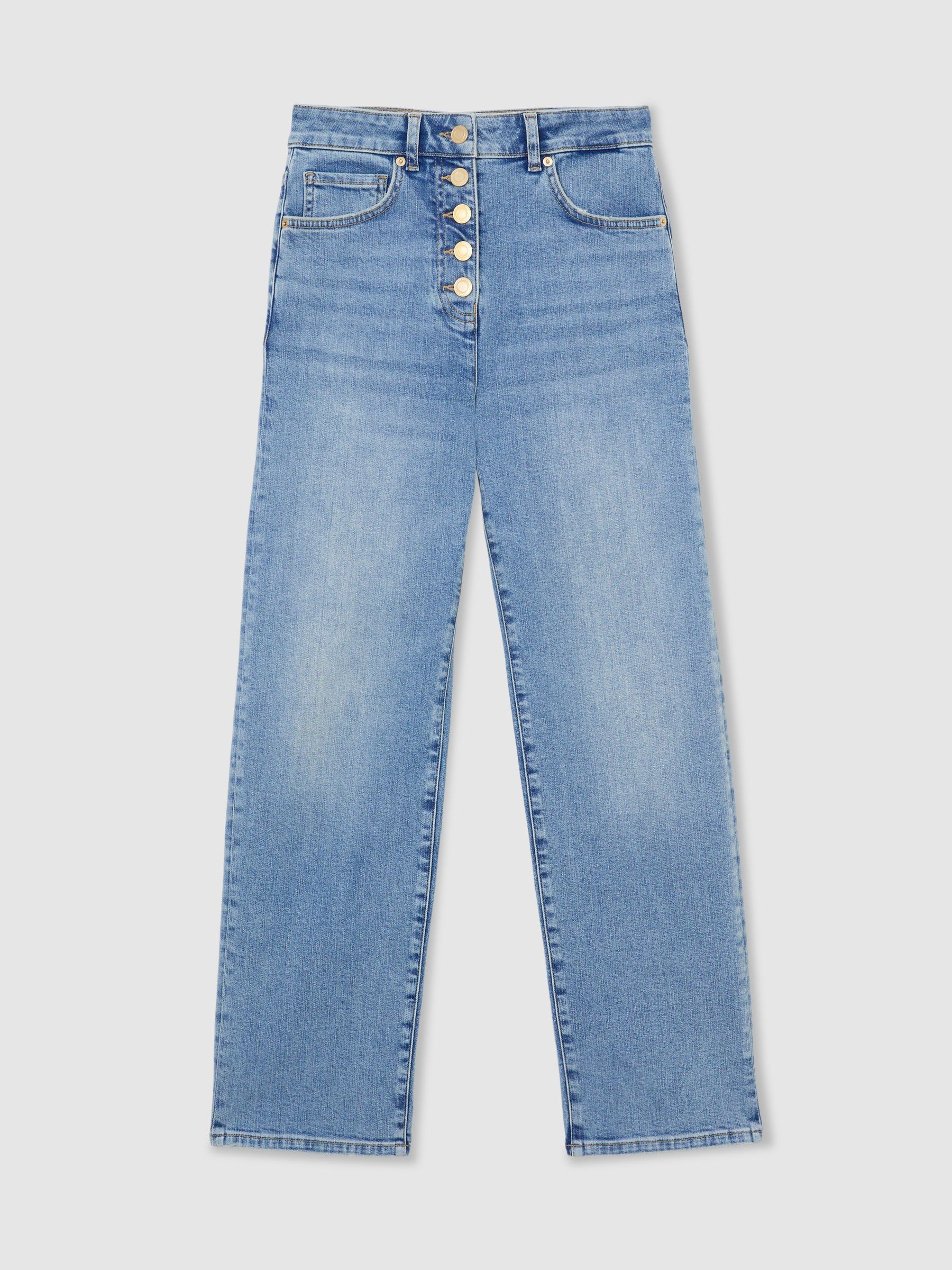 Petite Straight-Leg Cropped Jeans in Light Blue - Image 2 of 8