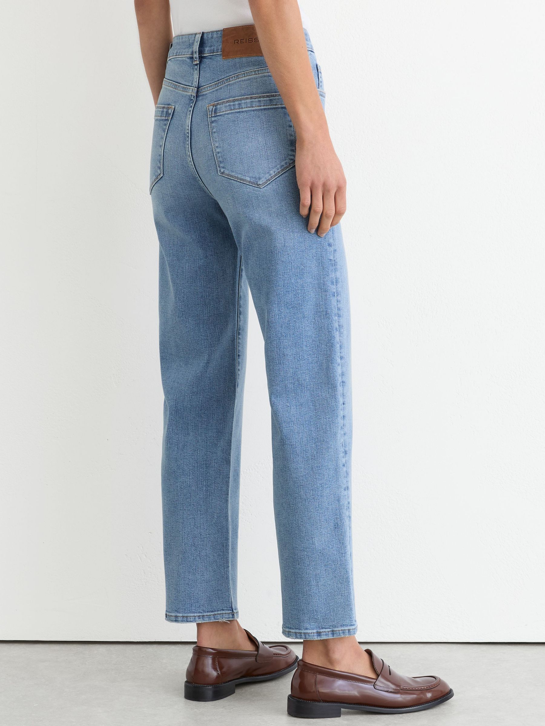 Petite Straight-Leg Cropped Jeans in Light Blue - Image 5 of 8