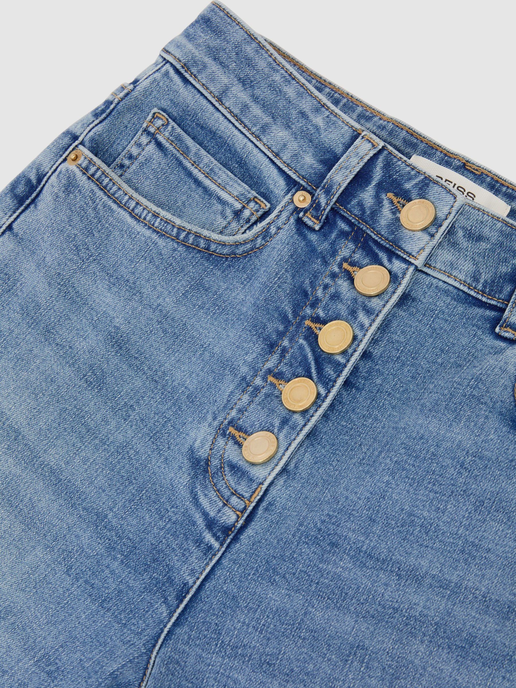 Petite Straight-Leg Cropped Jeans in Light Blue - Image 7 of 8