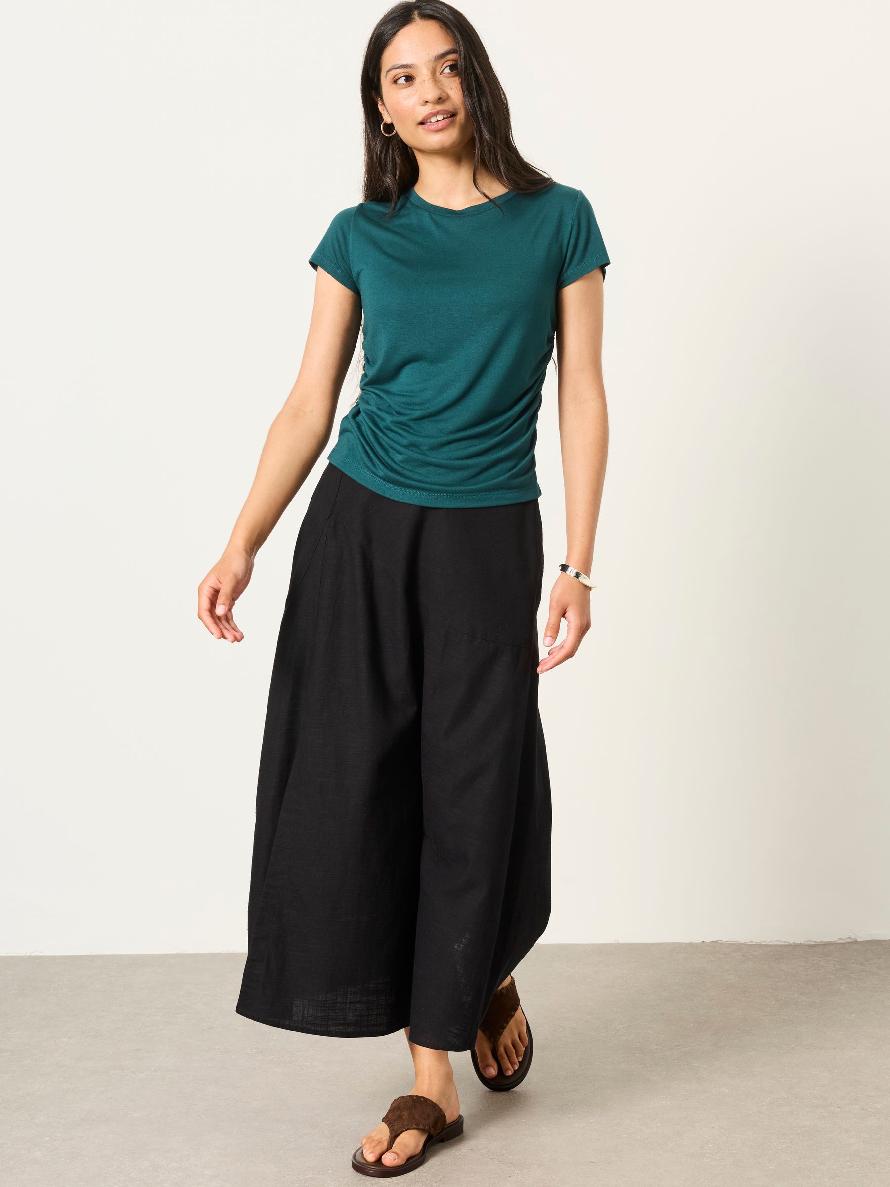 Ruby Teal Blue Short Sleeve Ruched Top - Image 4 of 6