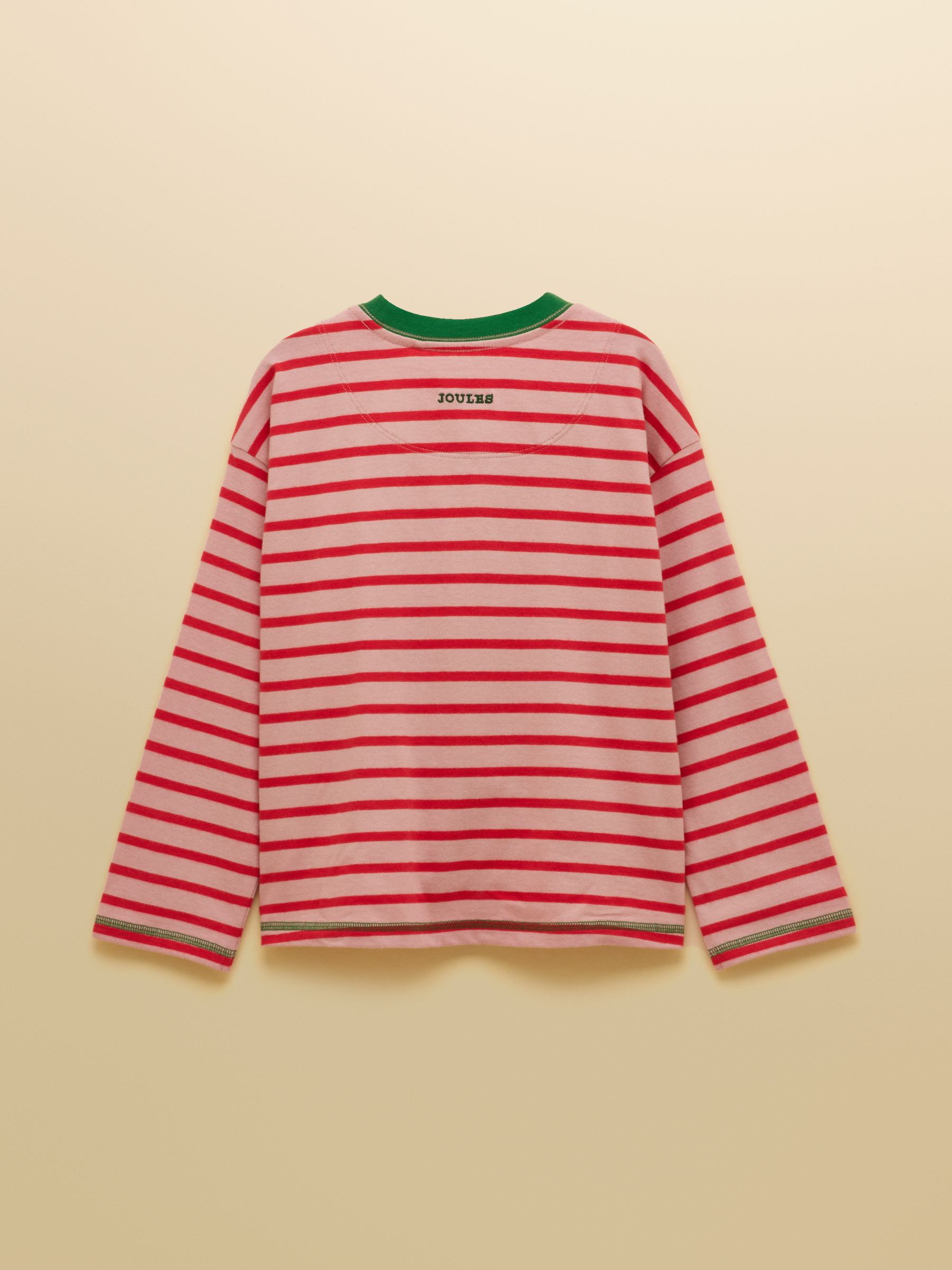 Girls' Mila Red & Pink Long Sleeve Stripe Boxy Top - Image 2 of 4 Girls' Mila Red & Pink Long Sleeve Stripe Boxy Top - Image 2 of 4