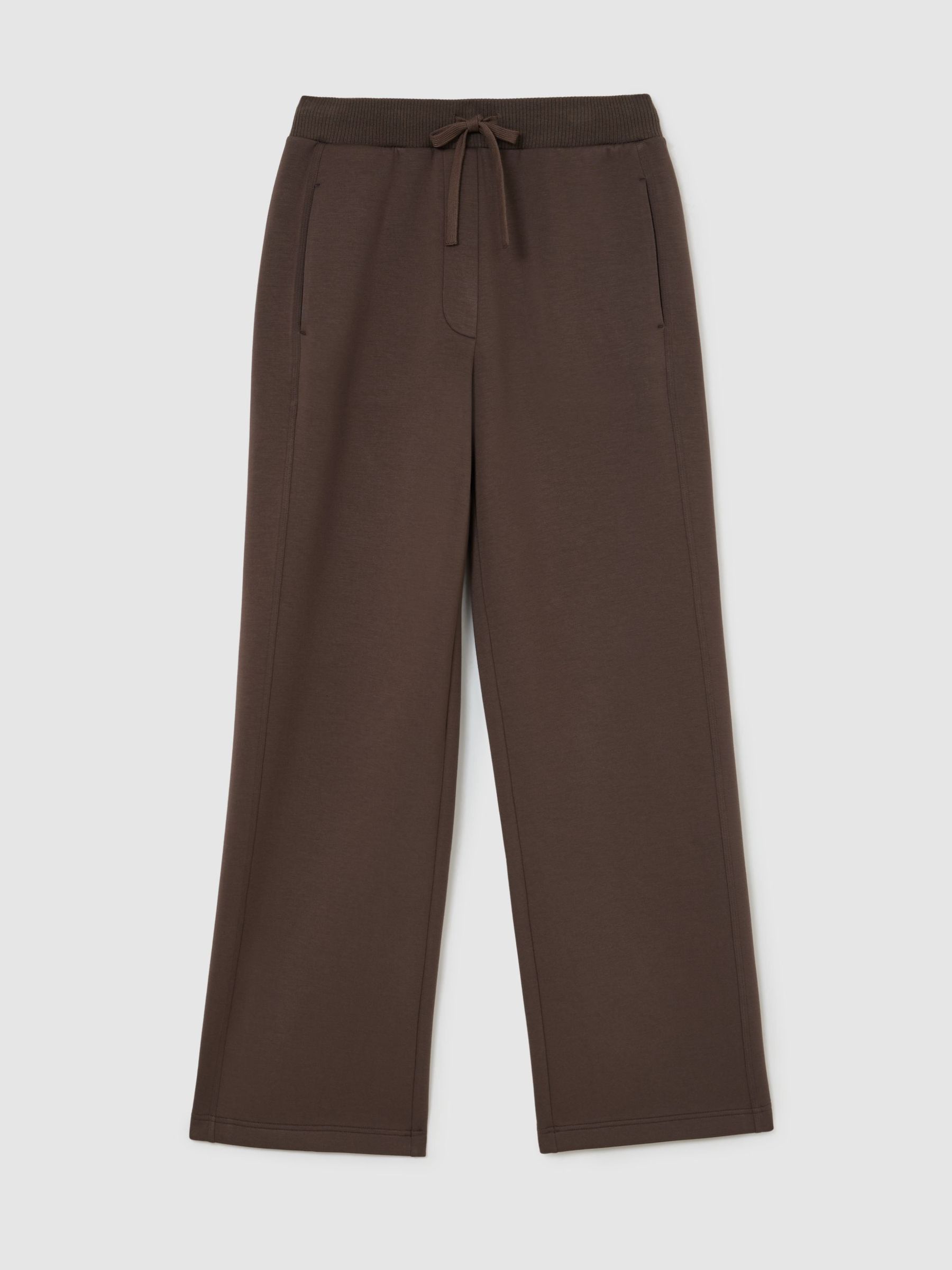 Premium Interlock Wide-Leg Joggers in Mocha Brown - Image 2 of 7