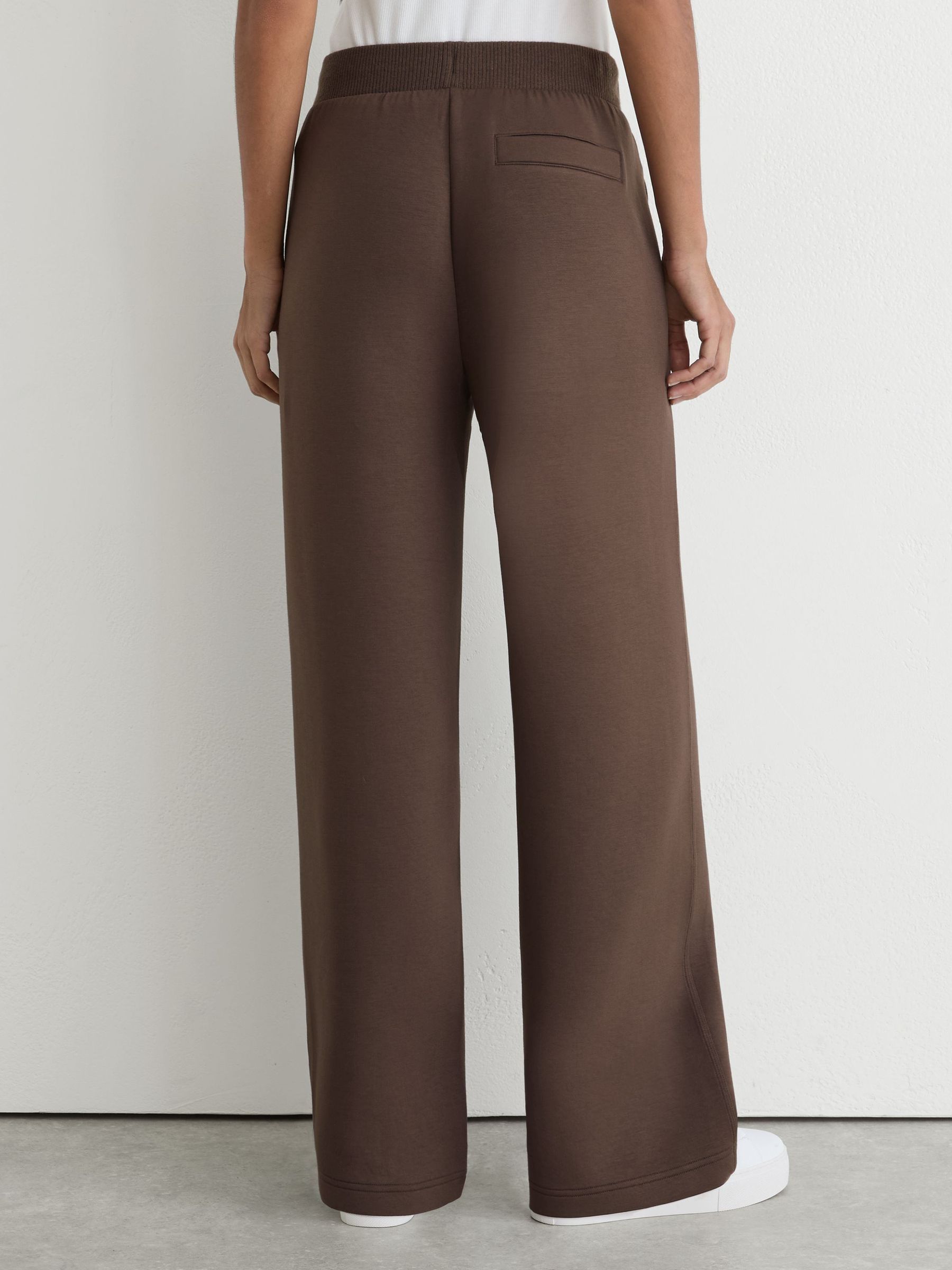 Premium Interlock Wide-Leg Joggers in Mocha Brown - Image 6 of 7