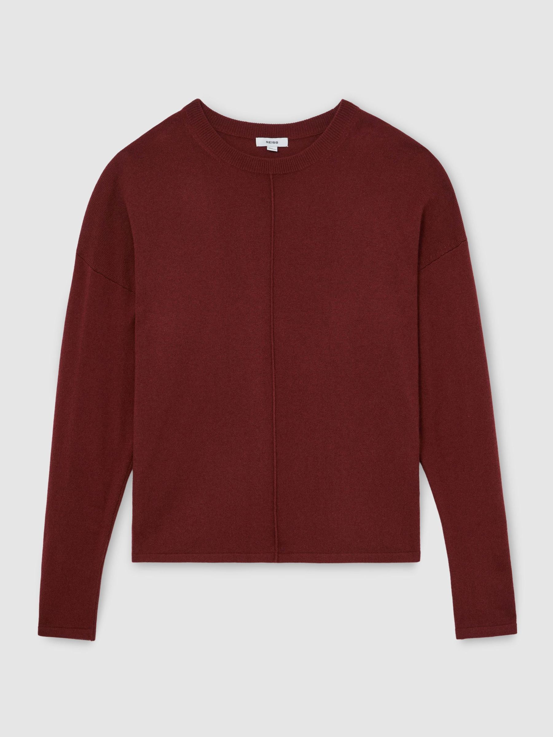 Wool-Blend Reverse-Seam Jumper with Cashmere in Dark Red - Image 2 of 8