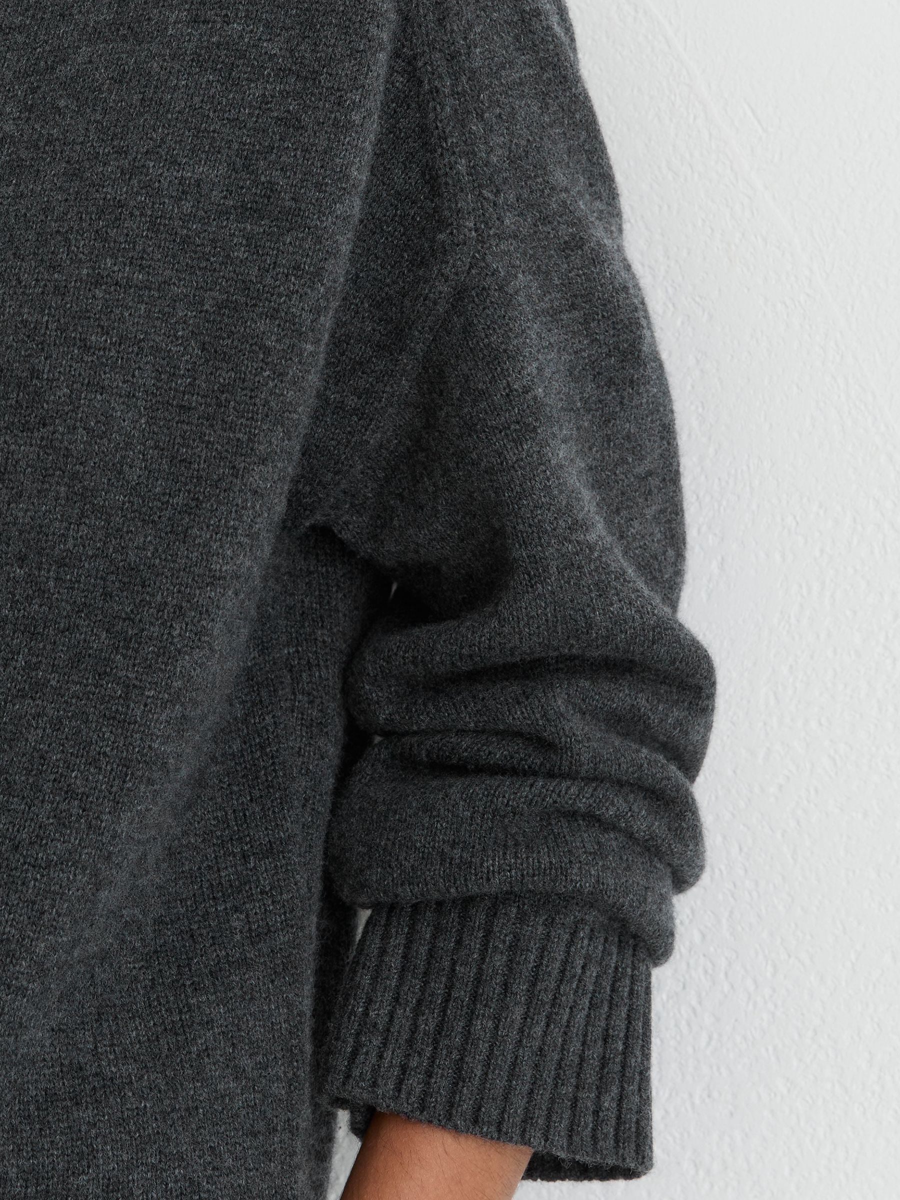 Pull à col rond et manches raglan en laine et cachemire, gris anthracite - Image 3 de 7