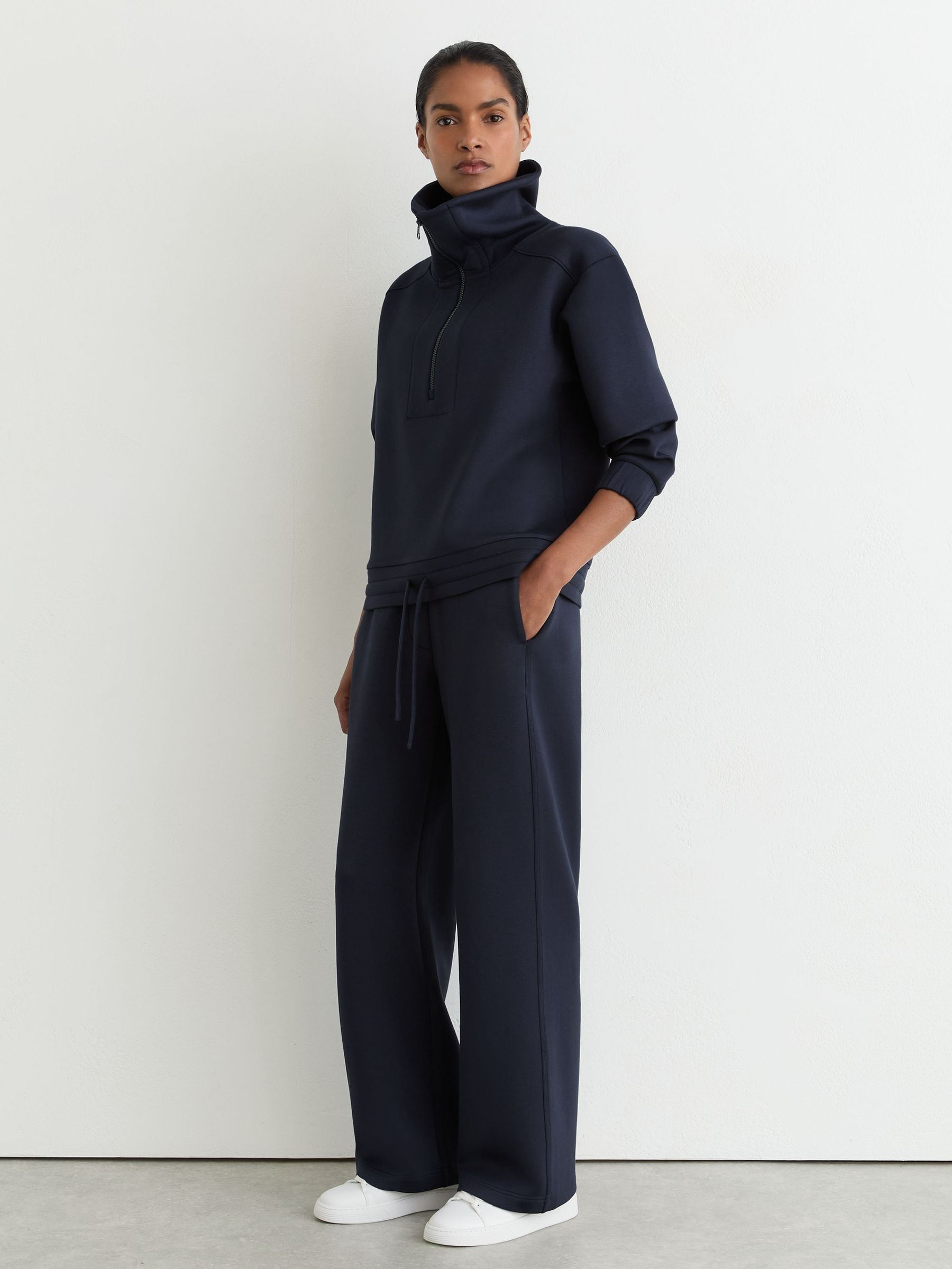 Premium Interlock Half-Zip Sweatshirt in Navy - Image 1 of 6