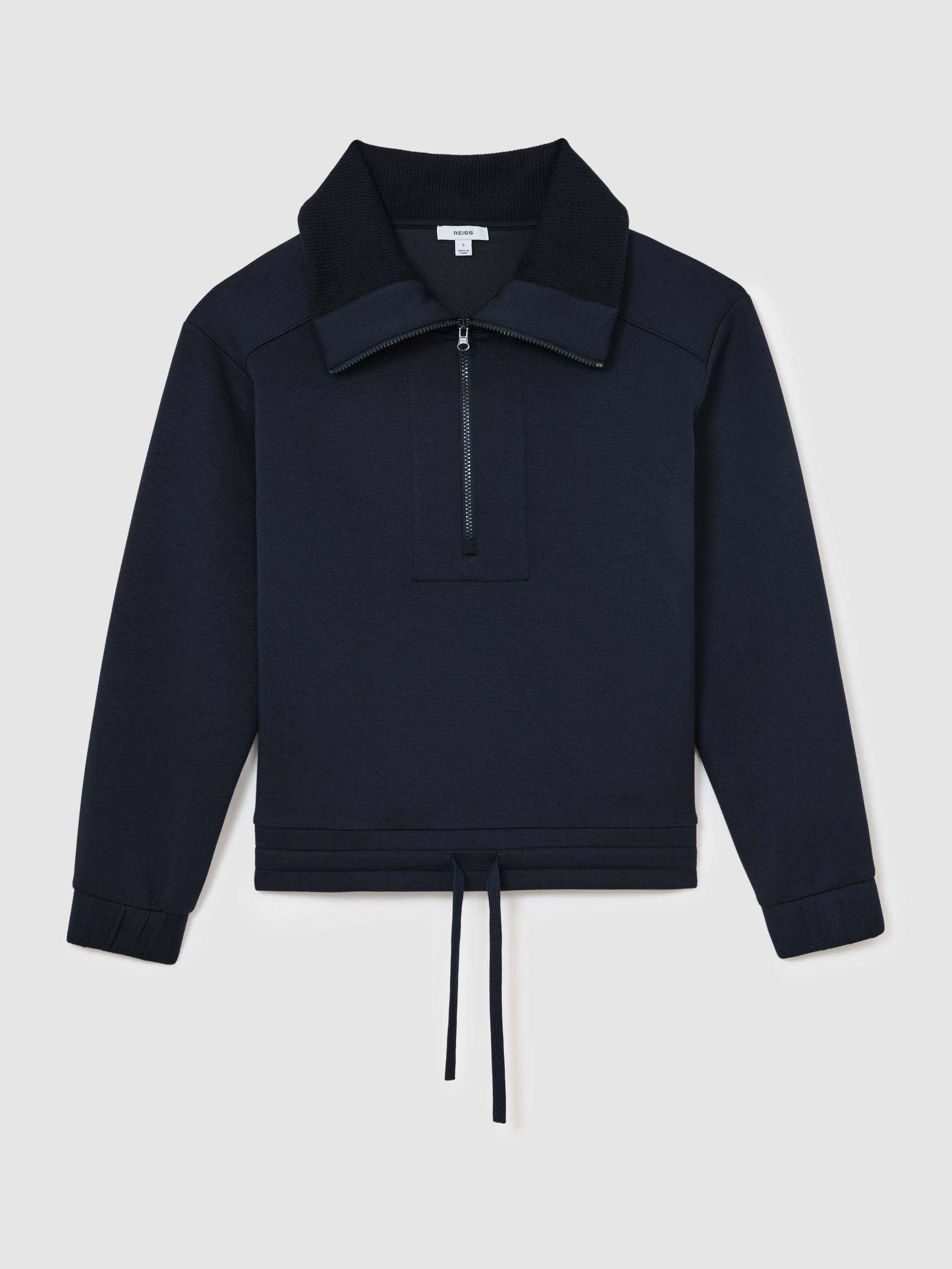 Premium Interlock Half-Zip Sweatshirt in Navy - Image 2 of 6