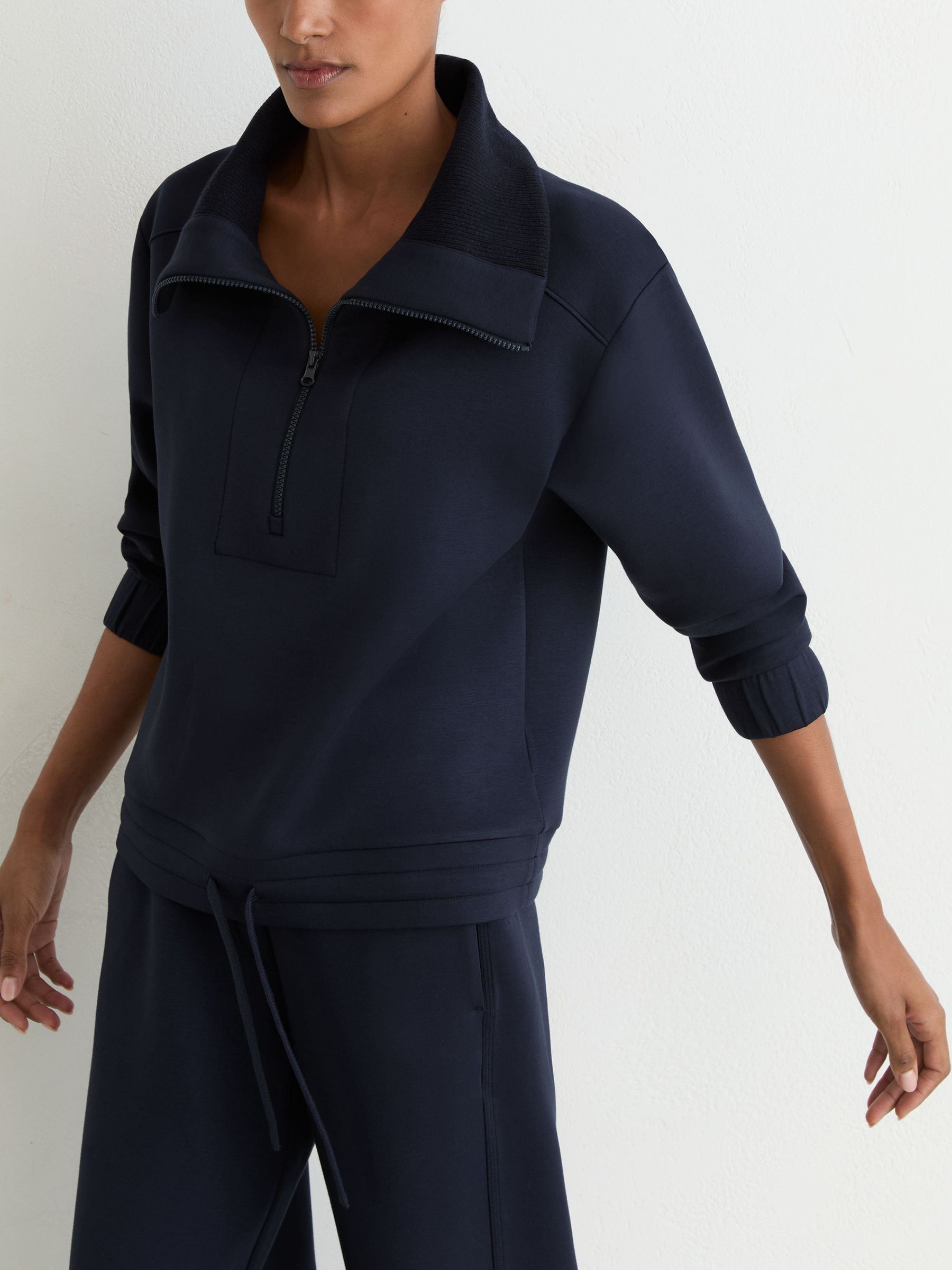 Premium Interlock Half-Zip Sweatshirt in Navy - Image 3 of 6