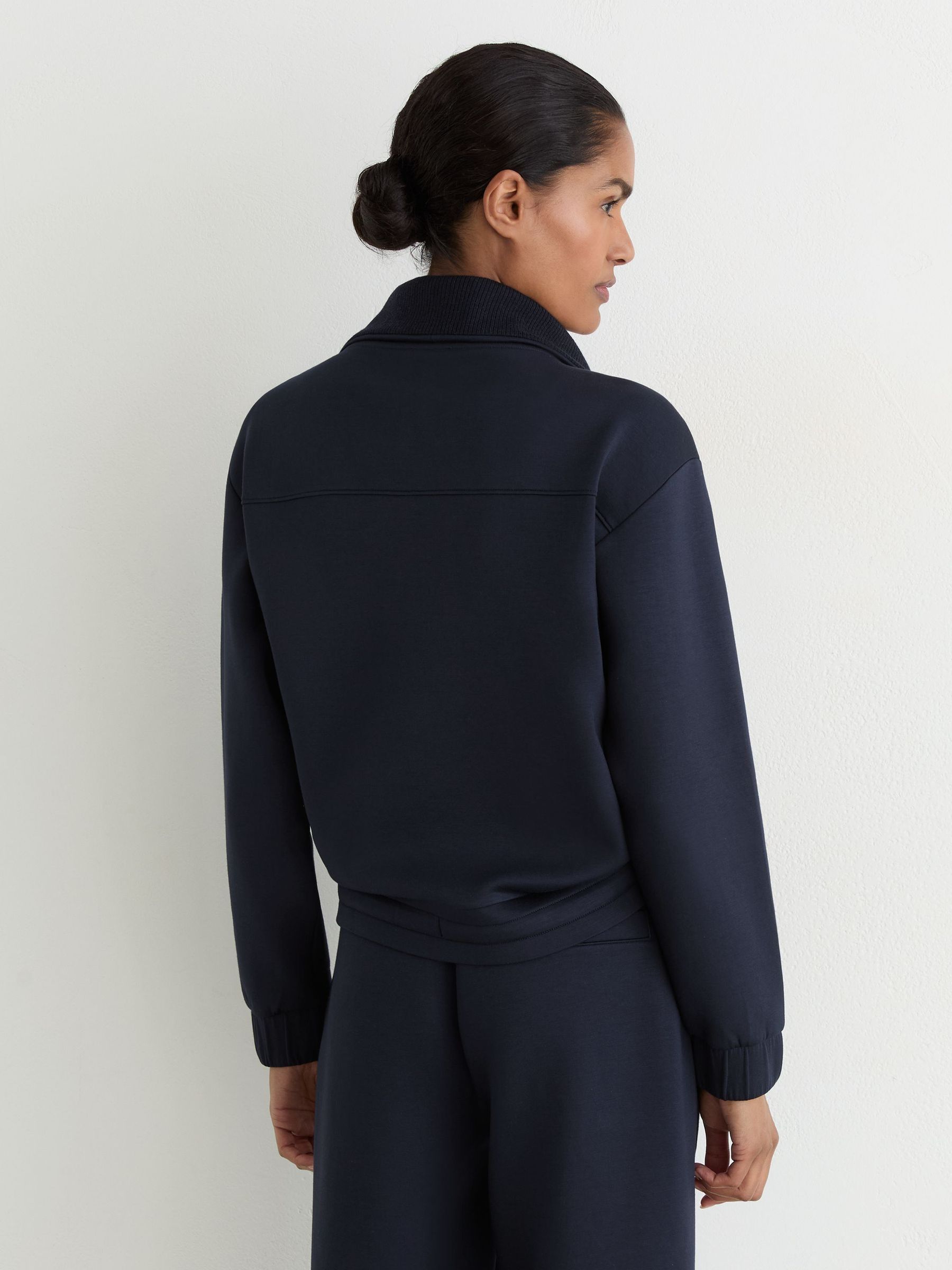Premium Interlock Half-Zip Sweatshirt in Navy - Image 4 of 6