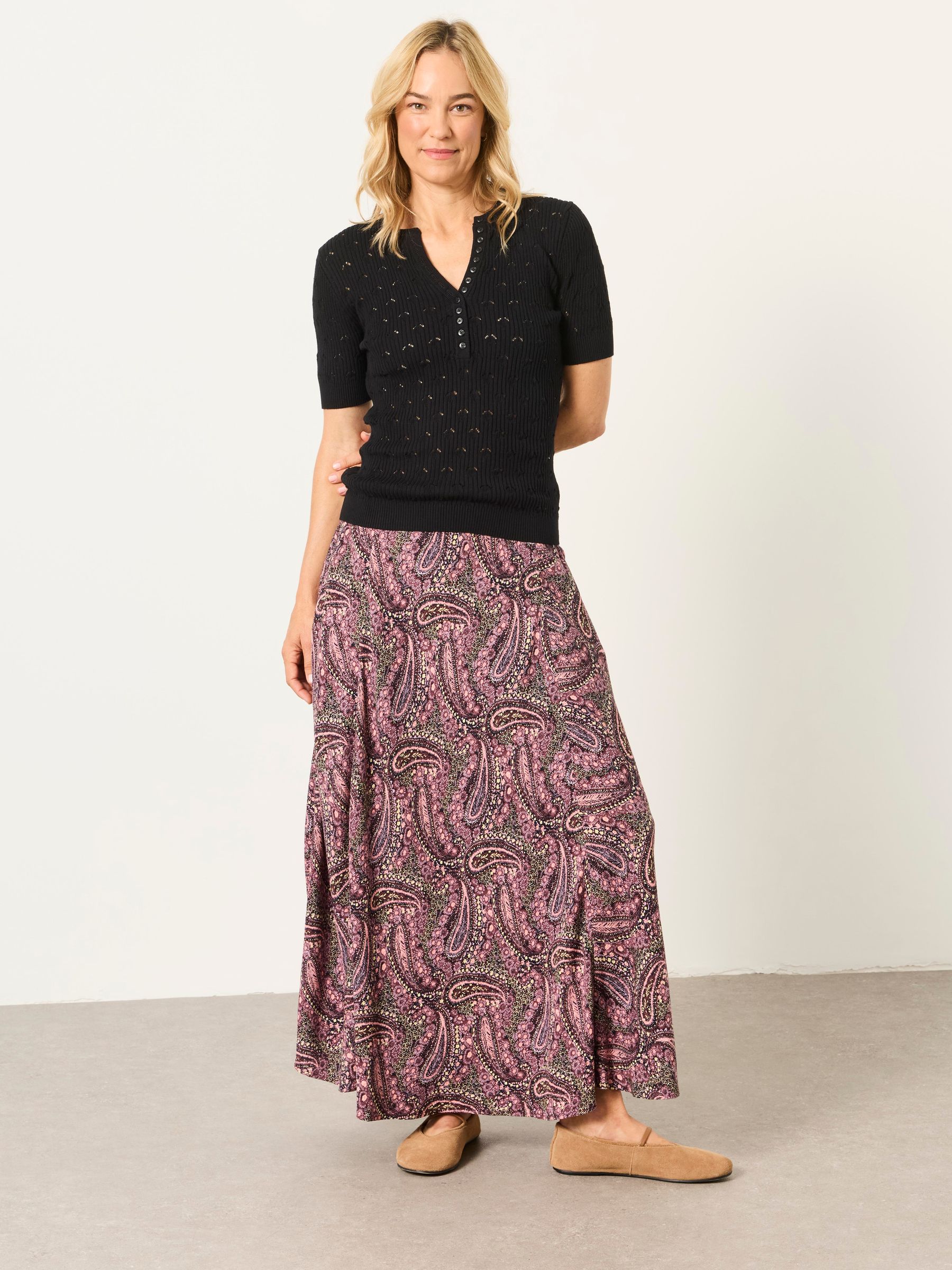 Lois Black Short Sleeve Knitted Henley Top - Image 4 of 6