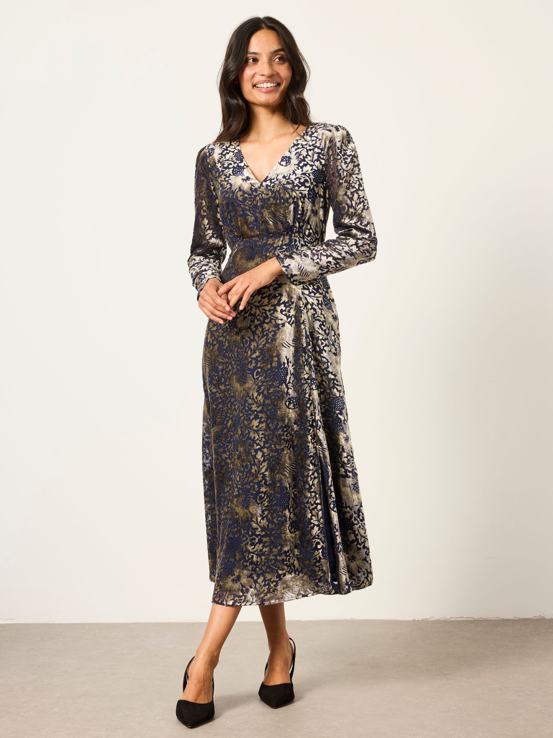 Claudia Ink Devore Midi Dress - Image 1 of 7