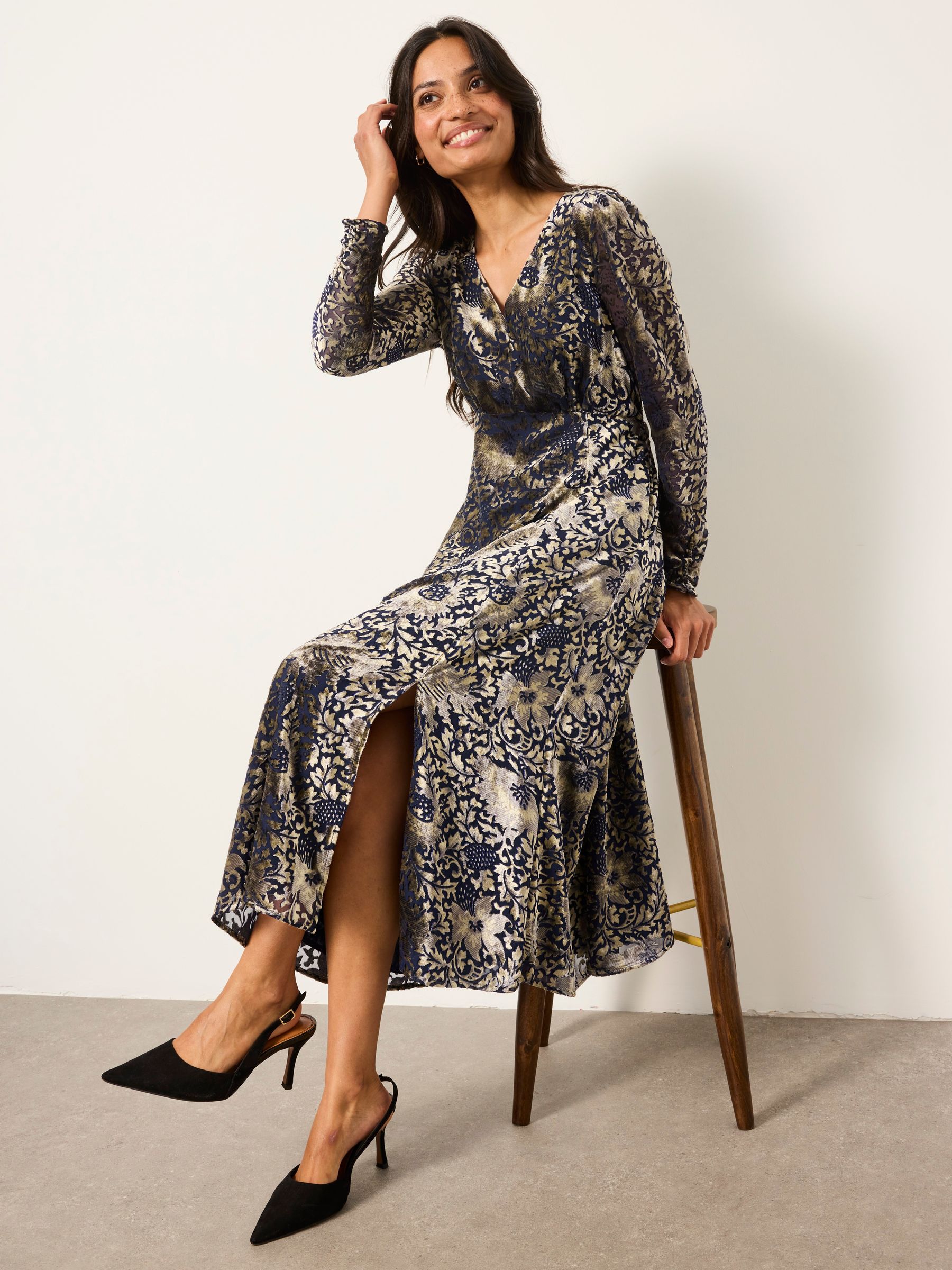 Claudia Ink Devore Midi Dress - Image 3 of 7