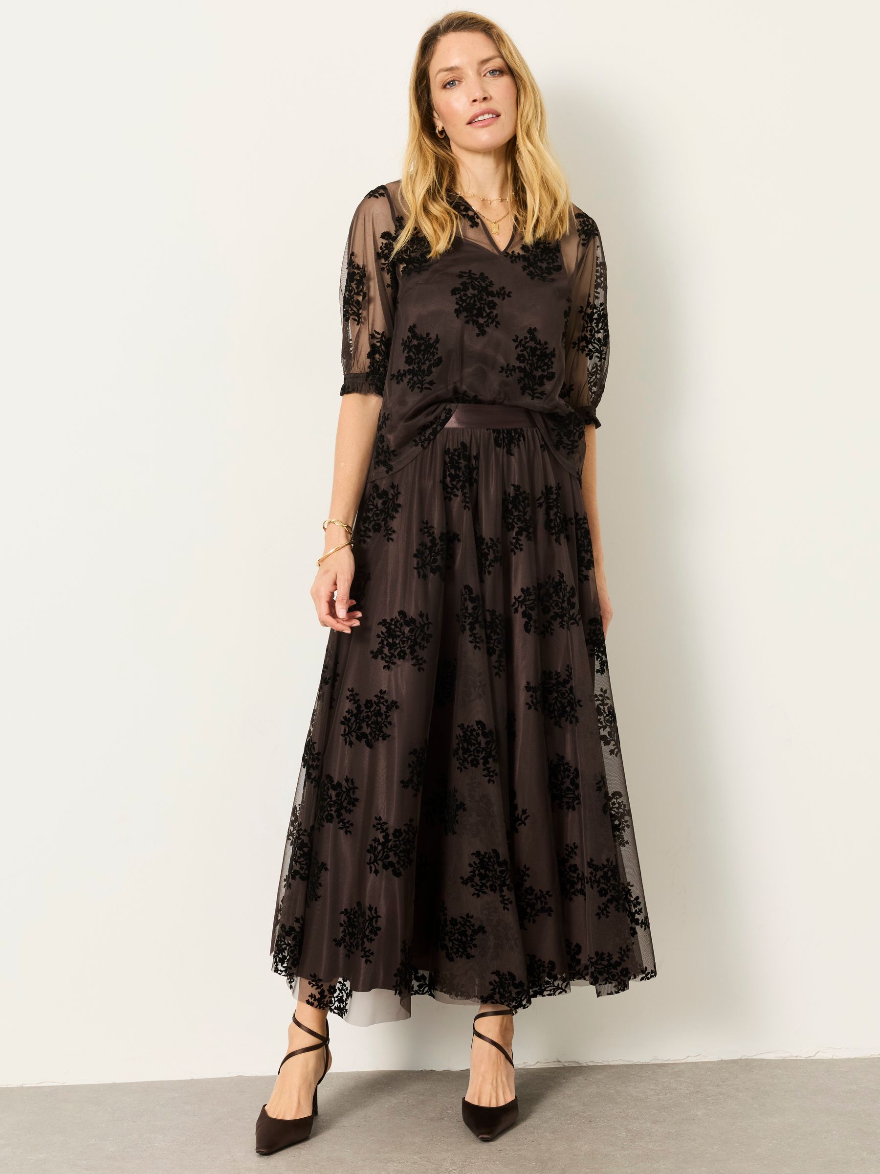 Violet Chocolate Brown Tulle Prom Skirt - Image 5 of 7