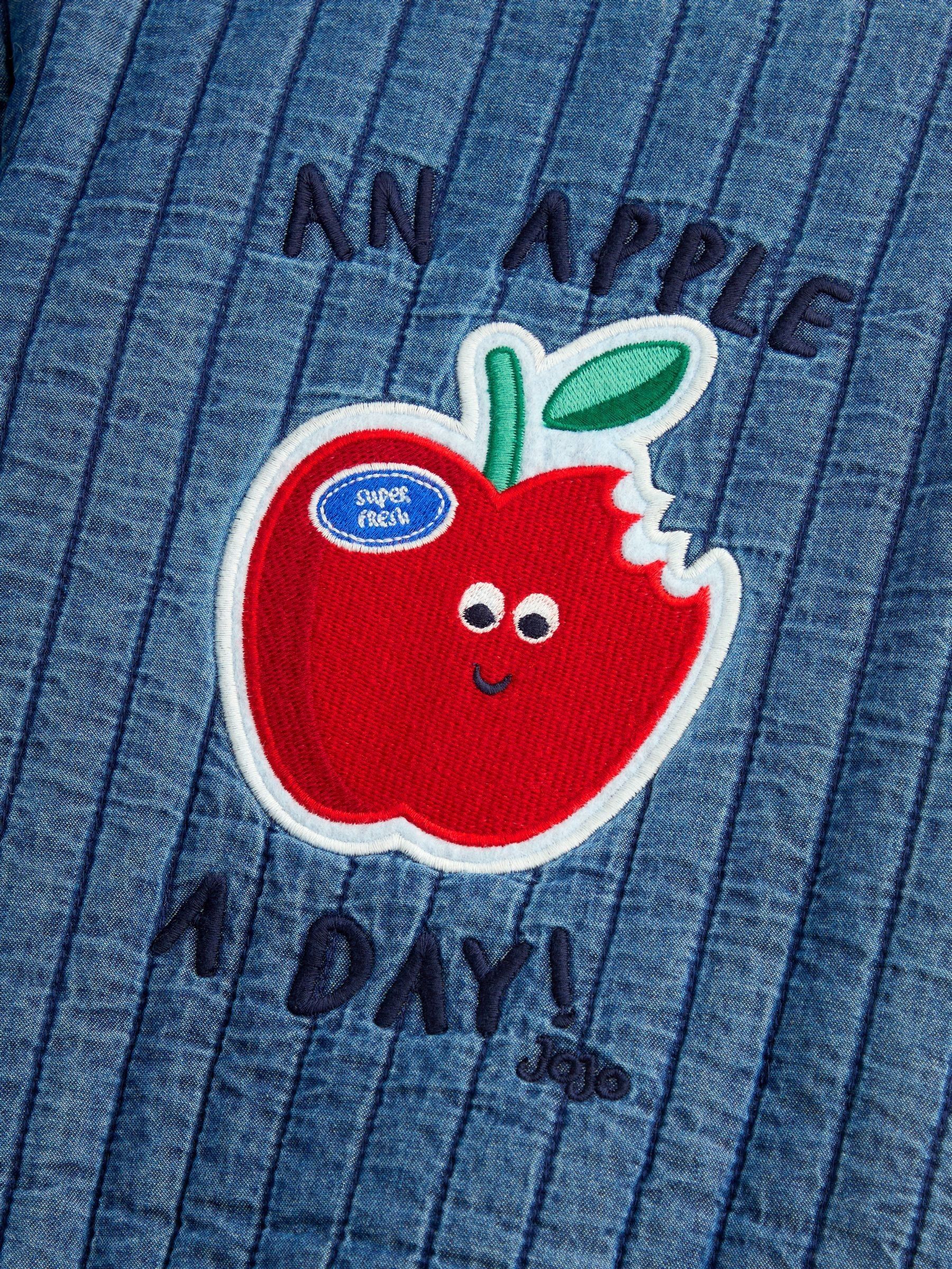 Denim Blue Apple Appliqué Bomber Jacket - Image 4 of 4