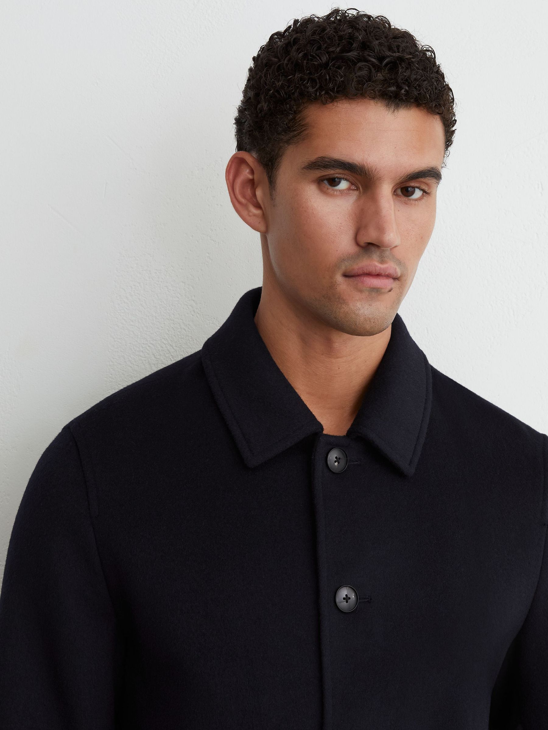 Wool-Blend Flap-Pocket Bomber Jacket in Navy - Obrázek 4 z 7