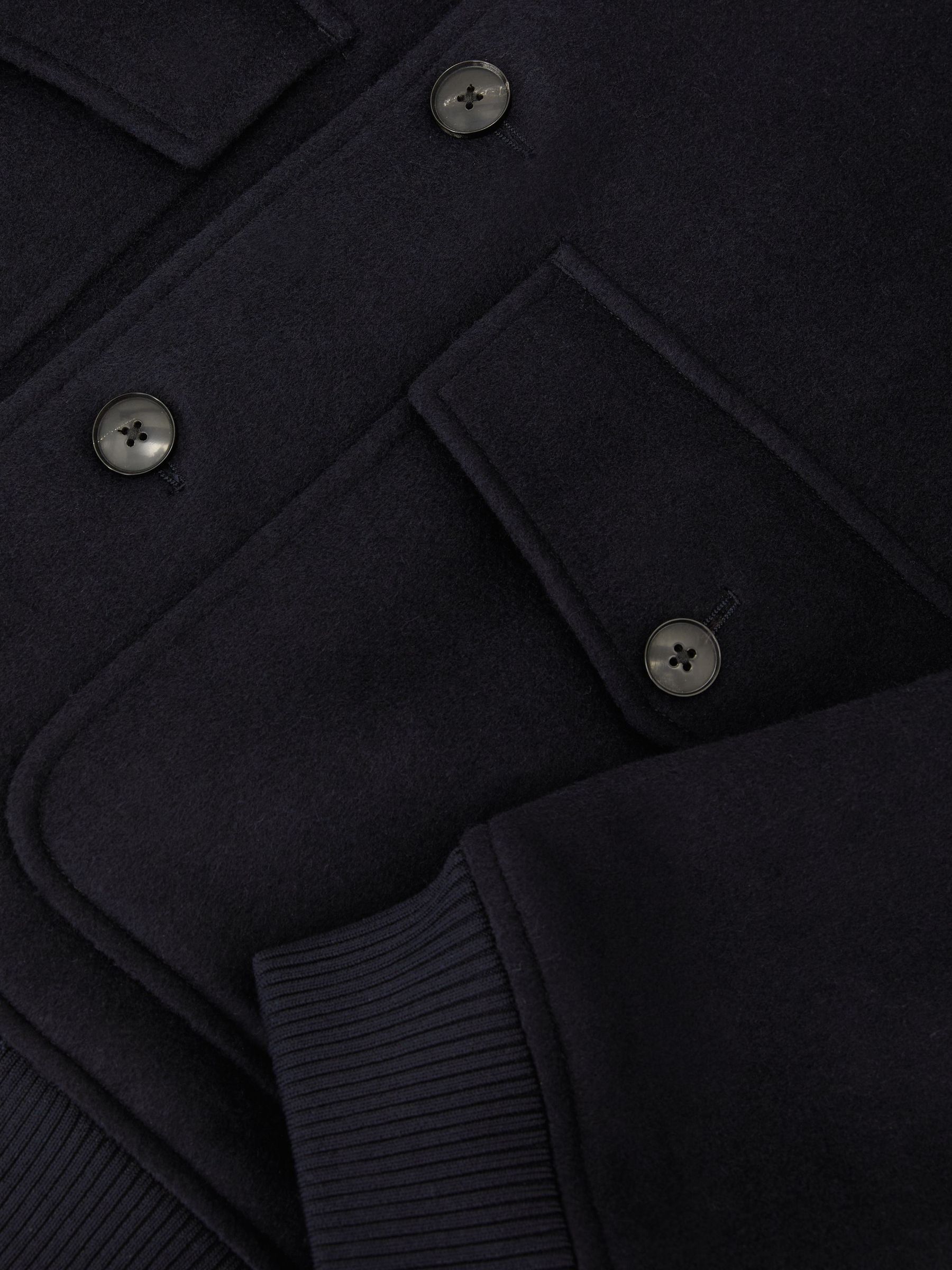 Wool-Blend Flap-Pocket Bomber Jacket in Navy - Obrázek 7 z 7