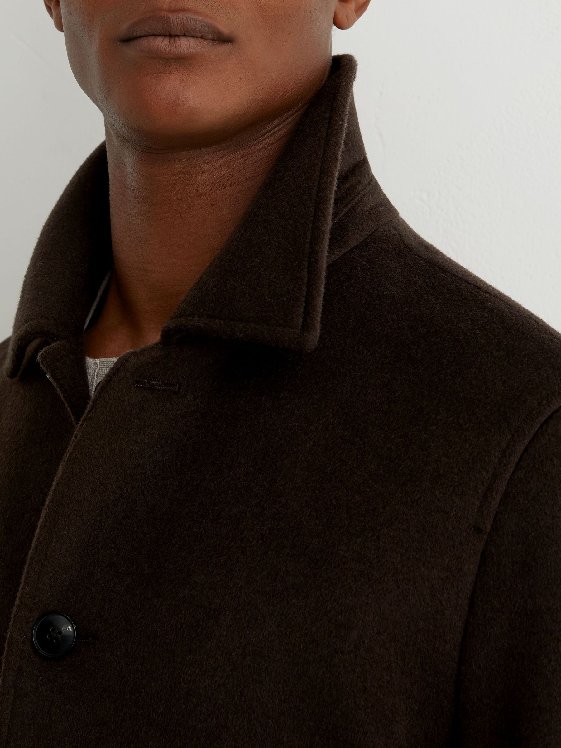 Wool-Blend Flap-Pocket Bomber Jacket in Chocolate Brown - Image 3 of 7