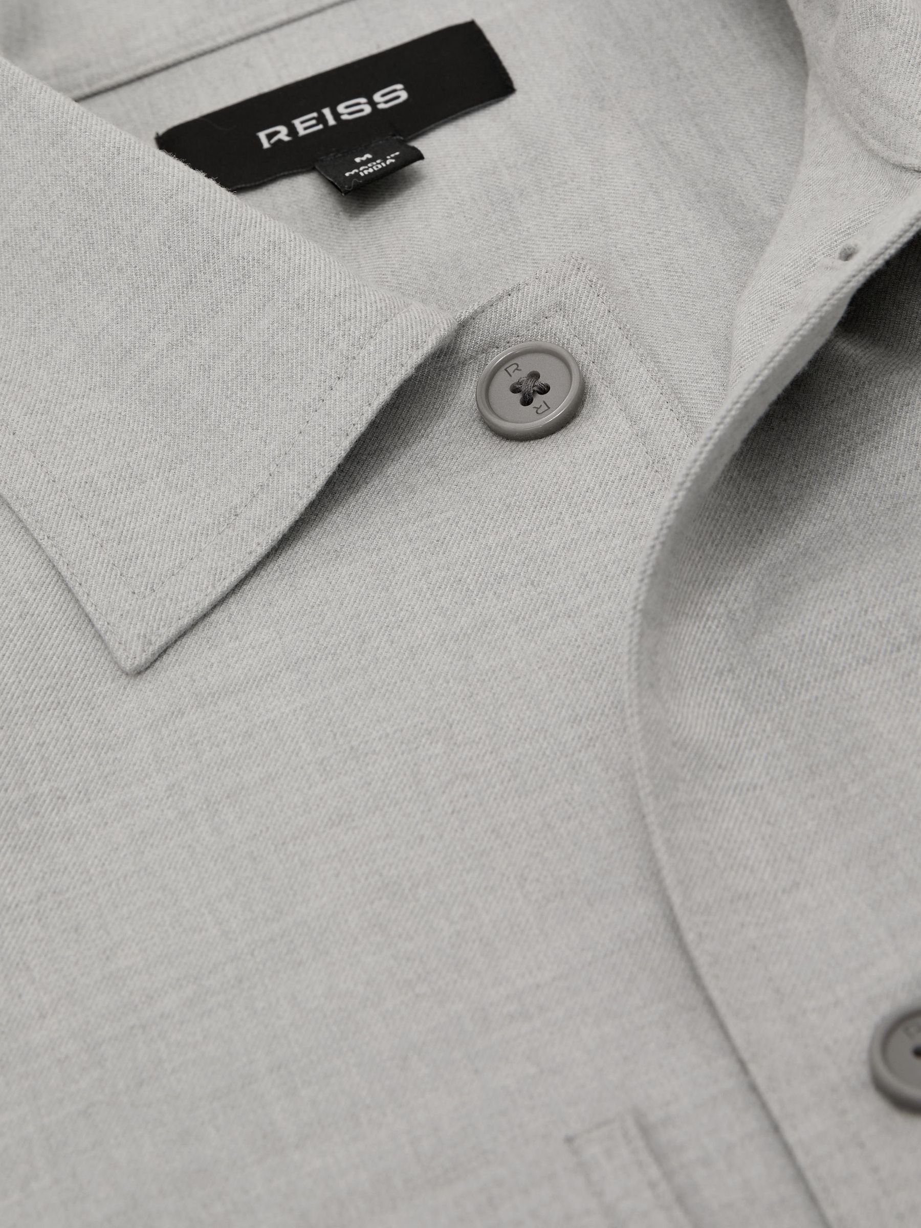 Brushed Twin-Pocket Overshirt with Wool in Soft Grey - Image 7 de 7