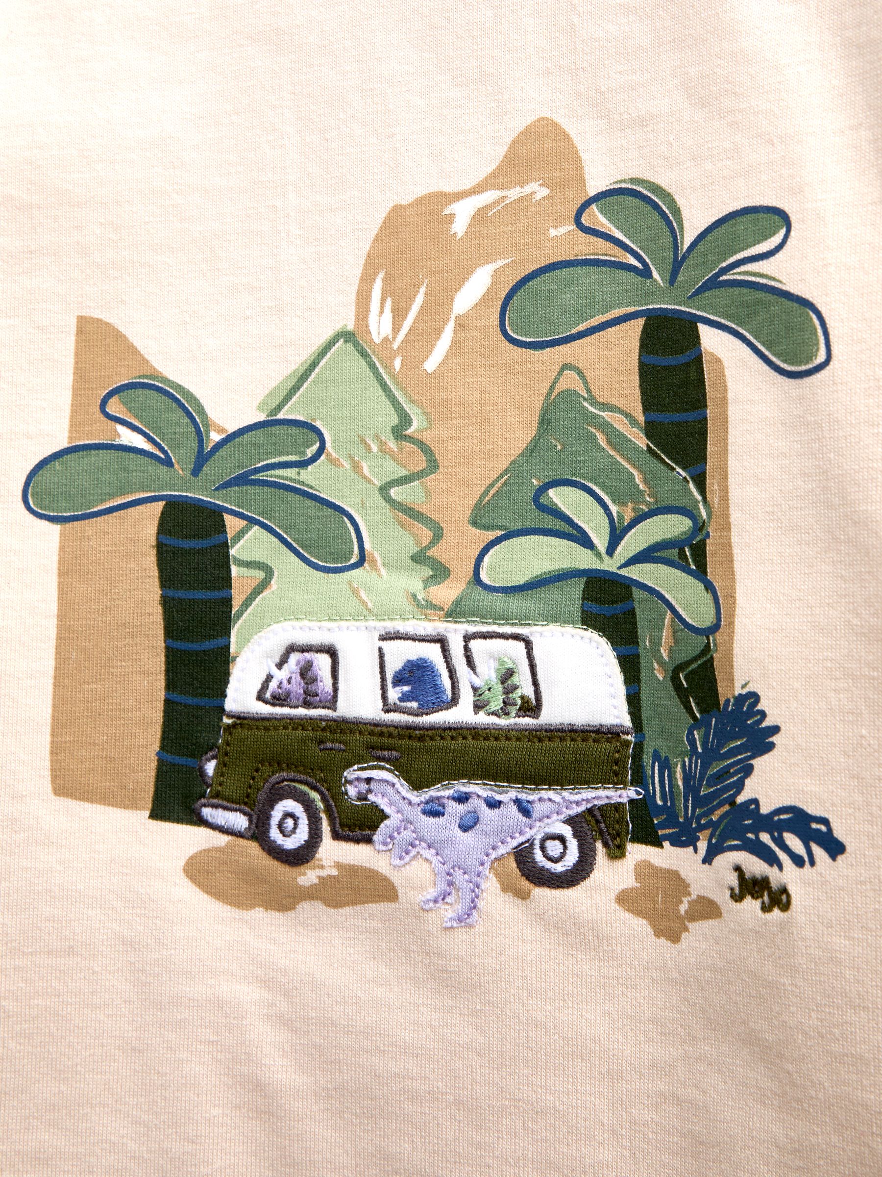 Natural Dino Caravan Double Sleeve Top - Image 4 of 4