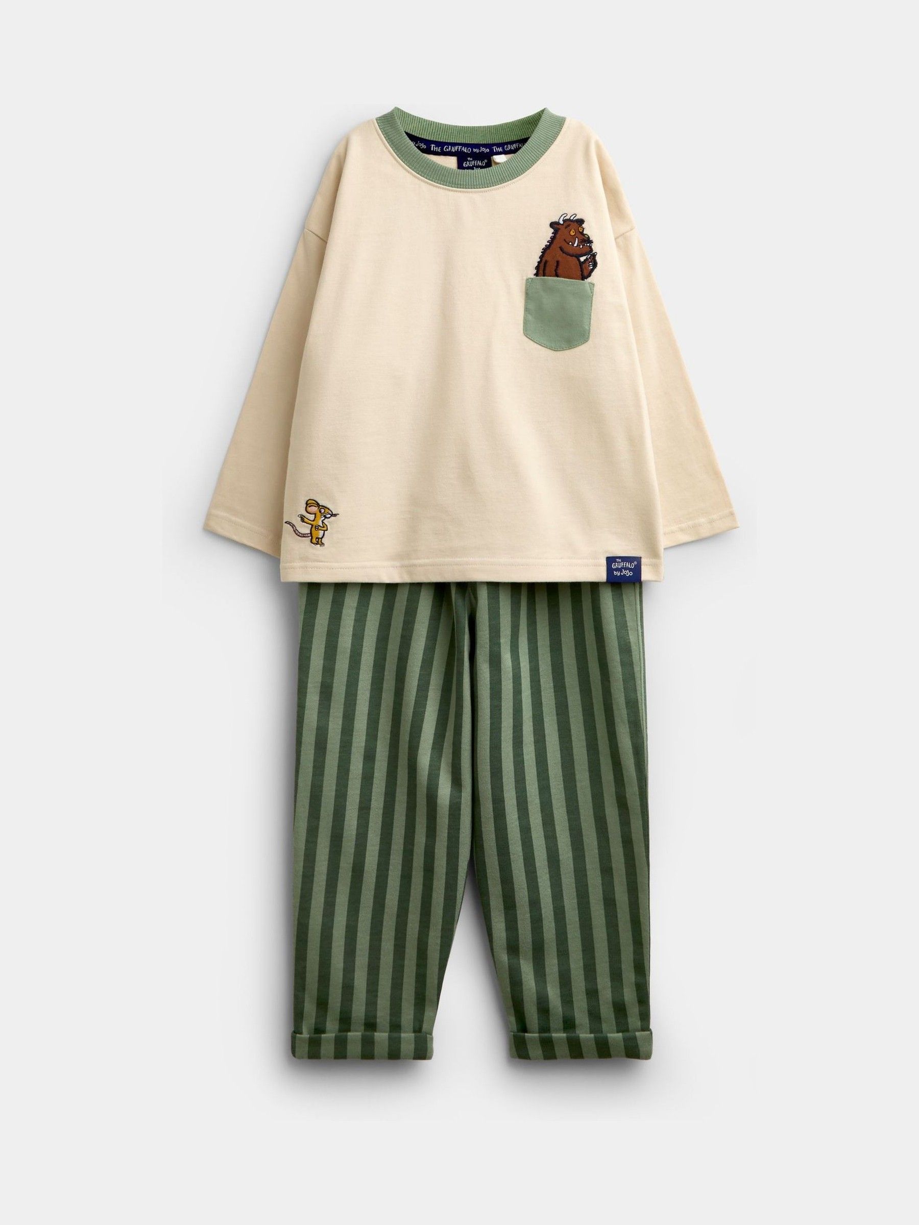 The Gruffalo Khaki Green 2-Piece Top & Stripe Joggers Set - Image 1 of 6 The Gruffalo Khaki Green 2-Piece Top & Stripe Joggers Set - Image 1 of 6